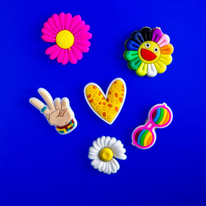 Cute Peace and Flowers, 3D Fridge Magnets (6 Pieces Set)