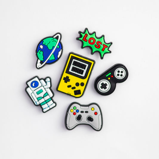 Game Over, Astronaut, Game Controls, 3D Fridge Magnets (6 Pieces Set)