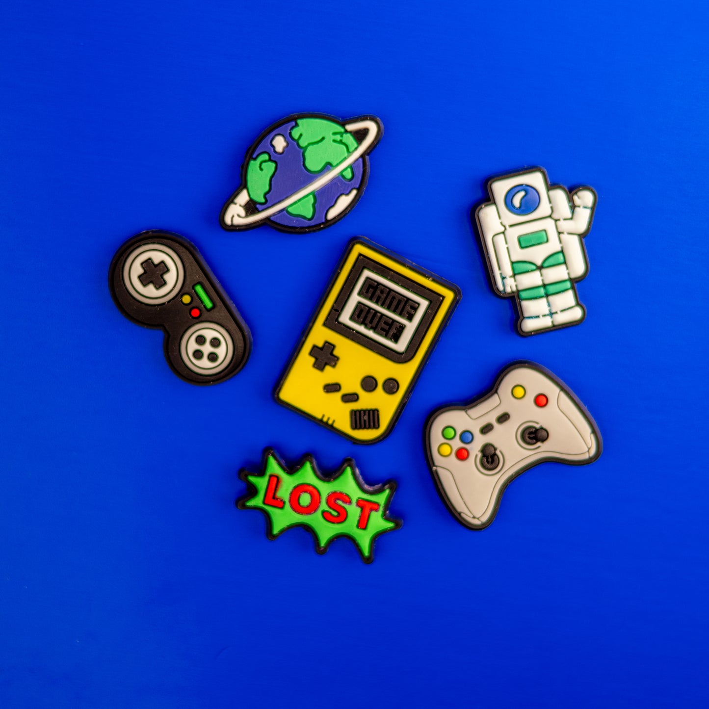 Game Over, Astronaut, Game Controls, 3D Fridge Magnets (6 Pieces Set)