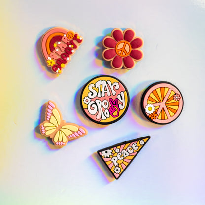 Hippie, Star Groovy, Peace, 3D Fridge Magnets (6 Pieces Set)