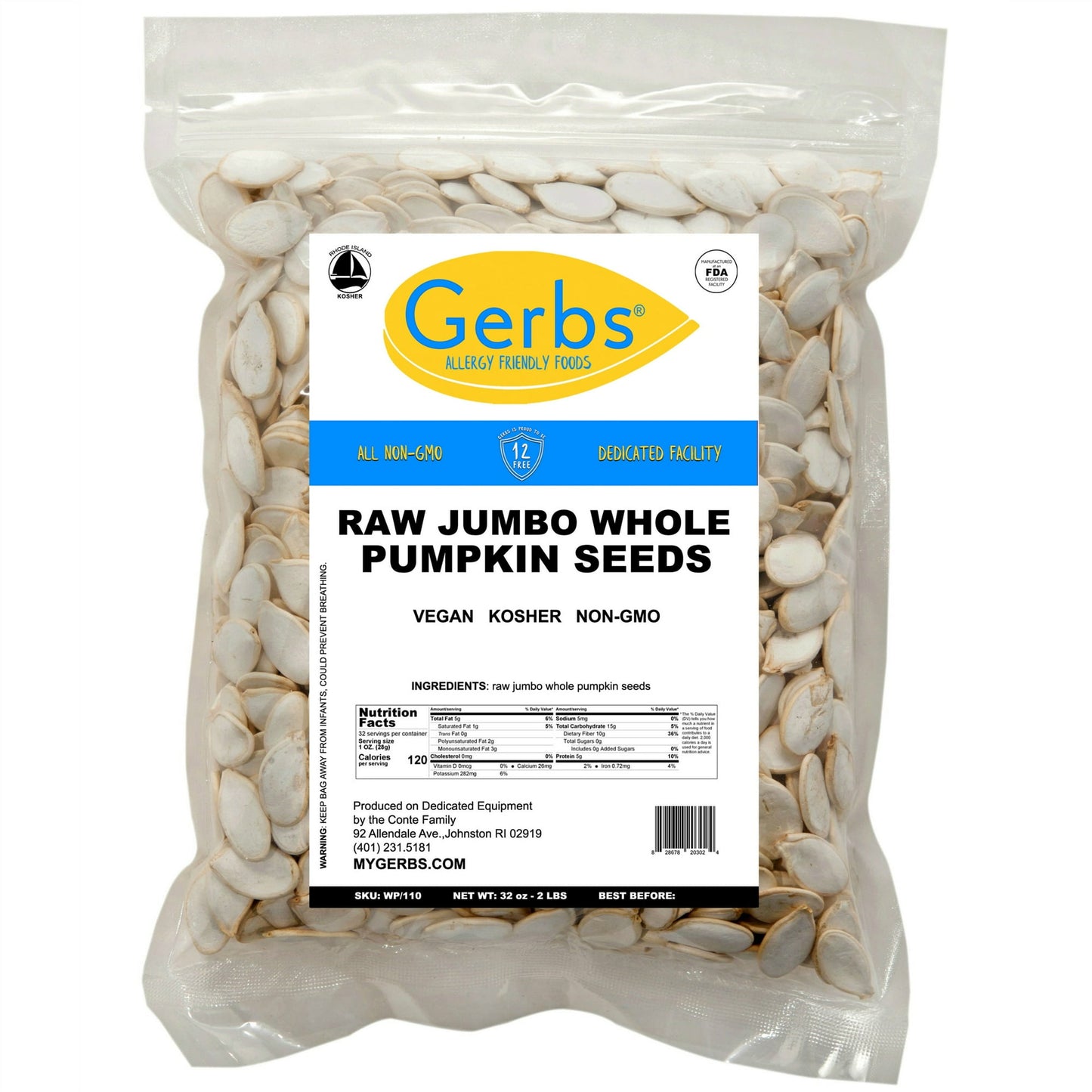 SUPER CRUNCHY SNACKIN’ POWER & NUTRITION. The ultimate portable snack! Naturally gluten-free, non-GMO Pumpkin Seeds in their shells. They contain all essential amino acids, making them a complete protein source. Pumpkin Seeds also contain plant compounds known as phytosterols and free-radical scavenging antioxidants, which can boost your health.