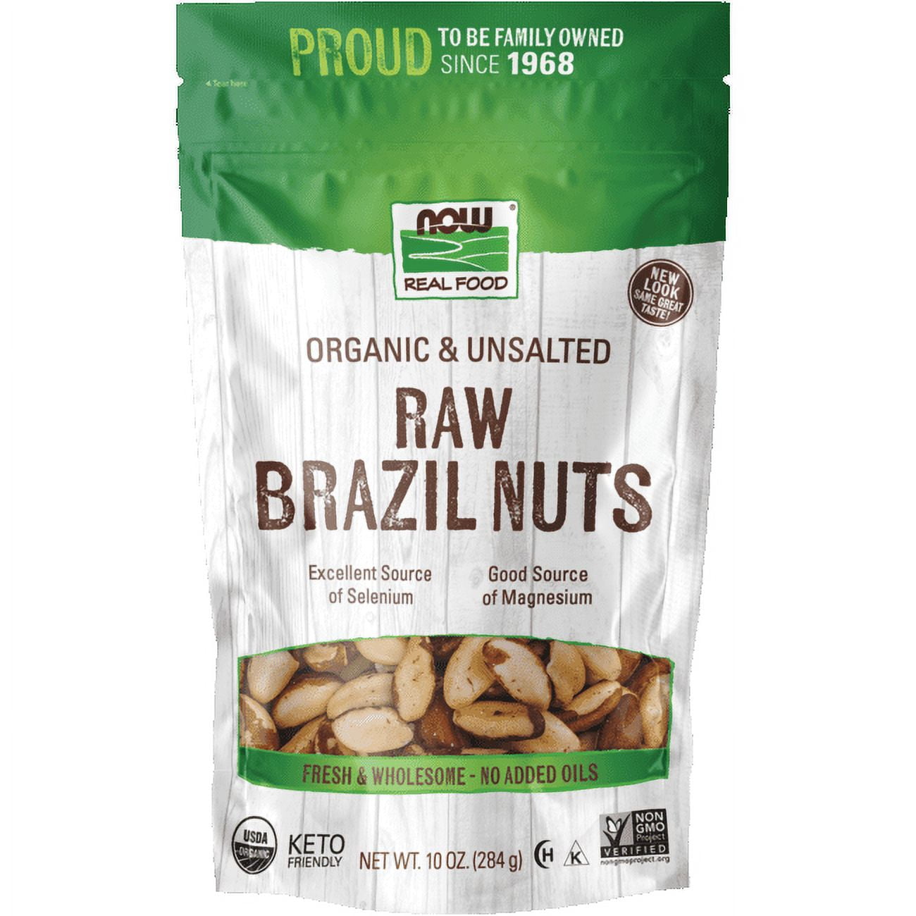 Snack healthy with NOW Foods Organic & Unsalted Raw Brazil Nuts. Native to the rainforests of the Amazon, Brazil nuts are packed with nutrition. Brazil nuts are an excellent source of selenium, a mineral with antioxidant properties that plays a key role in thyroid function. They are also a good source of magnesium which is required by the body for hundreds of biological processes. With rich & appealing flavor, NOW Foods Brazil Nuts are keto-friendly and made in a peanut-free facility.