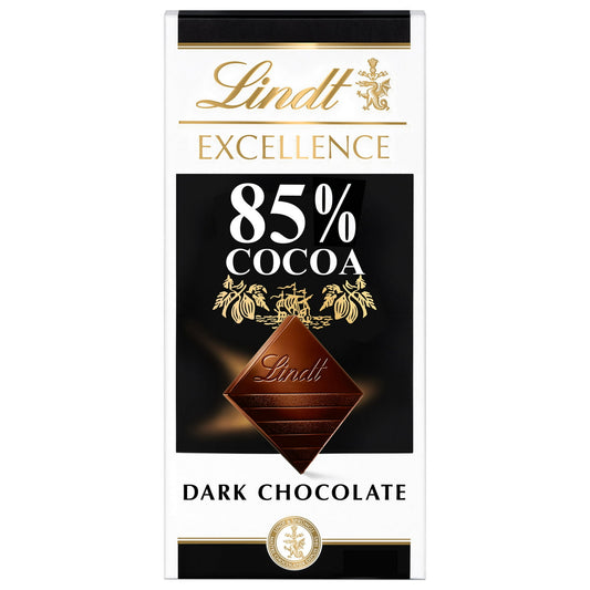 Dive into the refined richness of a Lindt EXCELLENCE 85% Cocoa Dark Chocolate Bar with all your senses. This full-bodied dark chocolate bar features a deep, dark color and attractive aroma with well-balanced cocoa notes that are robust, but not too intense, with an exceptionally silky feel. The sophisticated flavors in this dark chocolate candy bar make this gourmet chocolate the perfect pairing with cabernet sauvignon. Give a dark chocolate candy bar to your favorite chocolate connoisseur, or use them as b