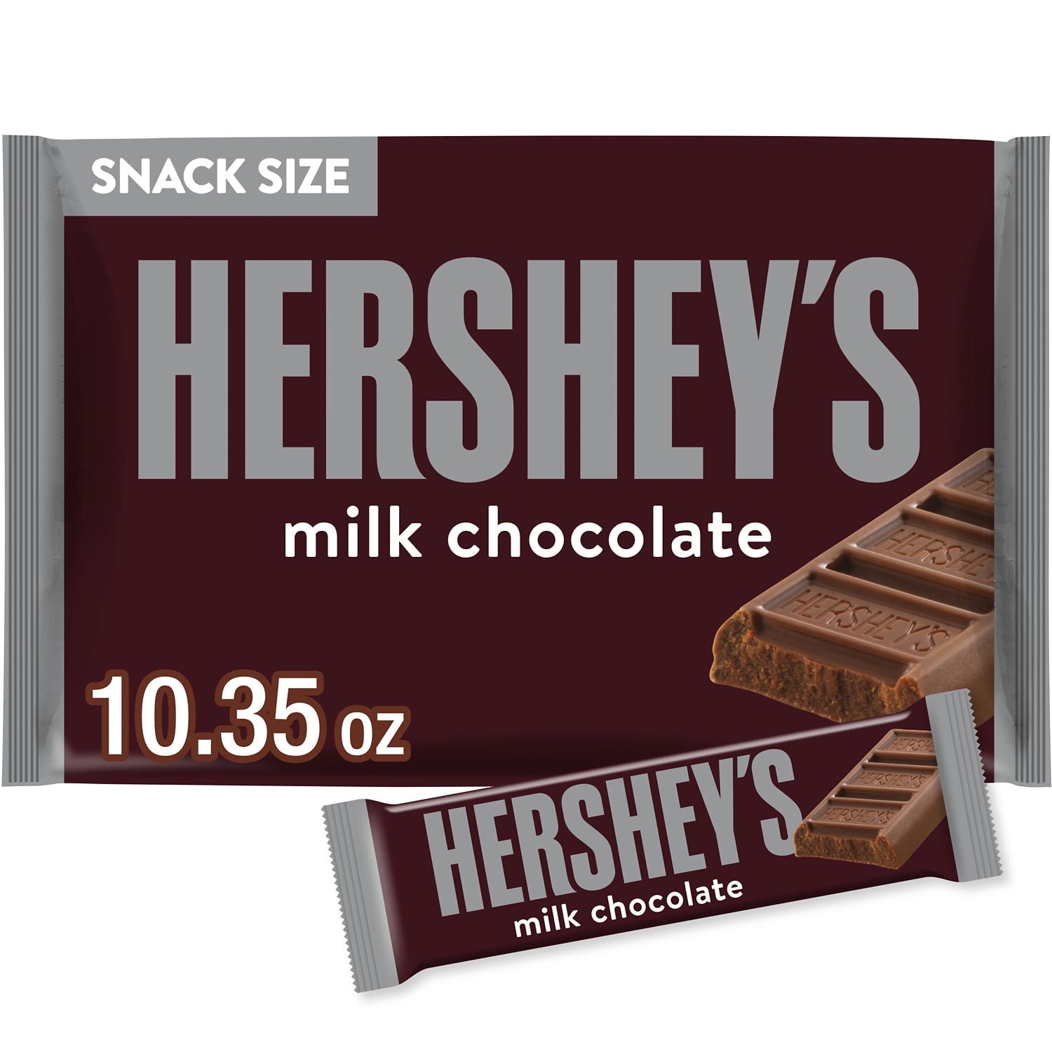 There's happy, and then there's HERSHEY'S Happy. Made of the delectable, creamy milk chocolate that's been a classic for decades, HERSHEY'S milk chocolate bars make life more delicious, whether they're enjoyed alone or shared with loved ones. These kosher certified snack size candies are the perfect treat for countless special holidays and all of the everyday occasions in between. Keep some on hand for guests and store a few in your pantry for convenient snacking when the mood strikes.