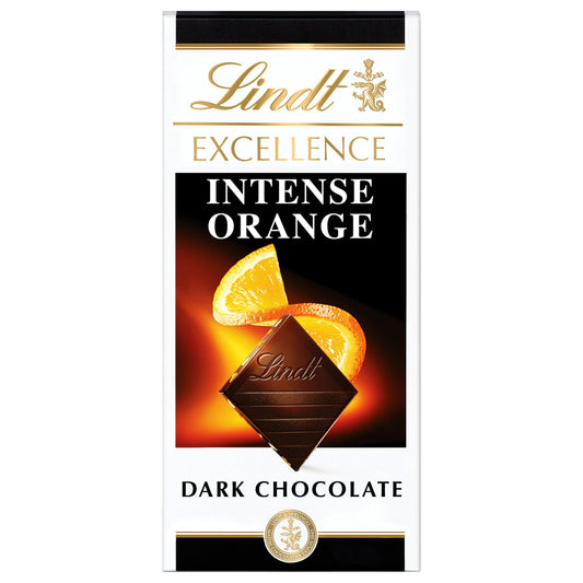 Dive into the refined richness of Lindt EXCELLENCE Orange Dark Chocolate with all your senses. This full-bodied dark chocolate features the rich color of dark chocolate, the fruity flavor of orange and the crunch of almond slivers. The sophisticated flavors in this dark chocolate candy bar make this gourmet chocolate the perfect pairing with after-dinner drinks. Give these premium dark chocolate bars as a gift to your favorite chocolate connoisseur. This Lindt dark chocolate bar comes portioned into bite si