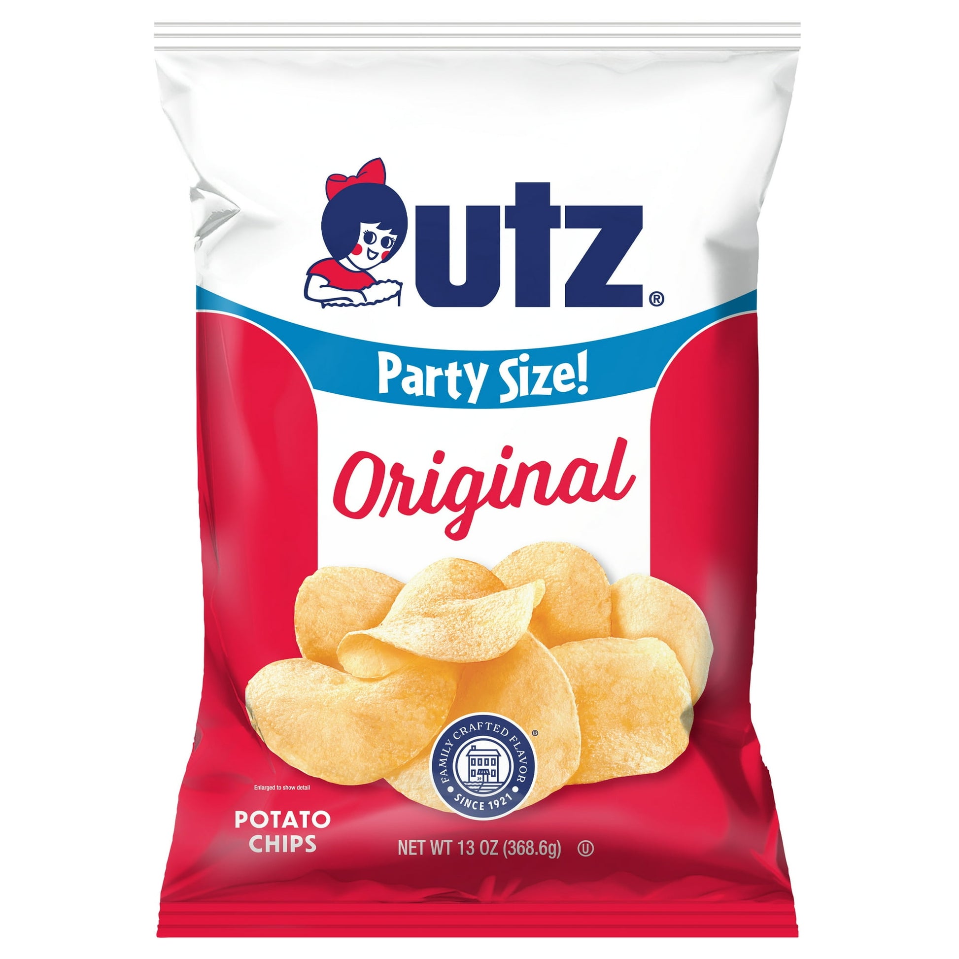 Indulge in the timeless delight of Utz Original Potato Chips, now available in a generous 13 oz bag. These chips are the epitome of classic snacking, crafted from premium, farm-grown potatoes and seasoned to perfection. Each chip delivers that unmistakable, satisfying crunch that Utz is renowned for, making every bite a nostalgic trip down memory lane. Whether you are hosting a backyard BBQ, enjoying a movie night with loved ones, or simply craving a delicious, crispy treat, Utz Original Potato Chips have y