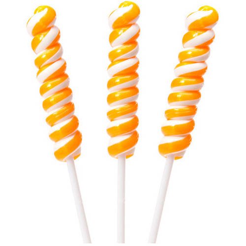 Tesla Pops Tiny Twist Orange & White Orange Lollipops are tiny lollipop spirals of orange and white hard candy featuring a delicious orange flavor!