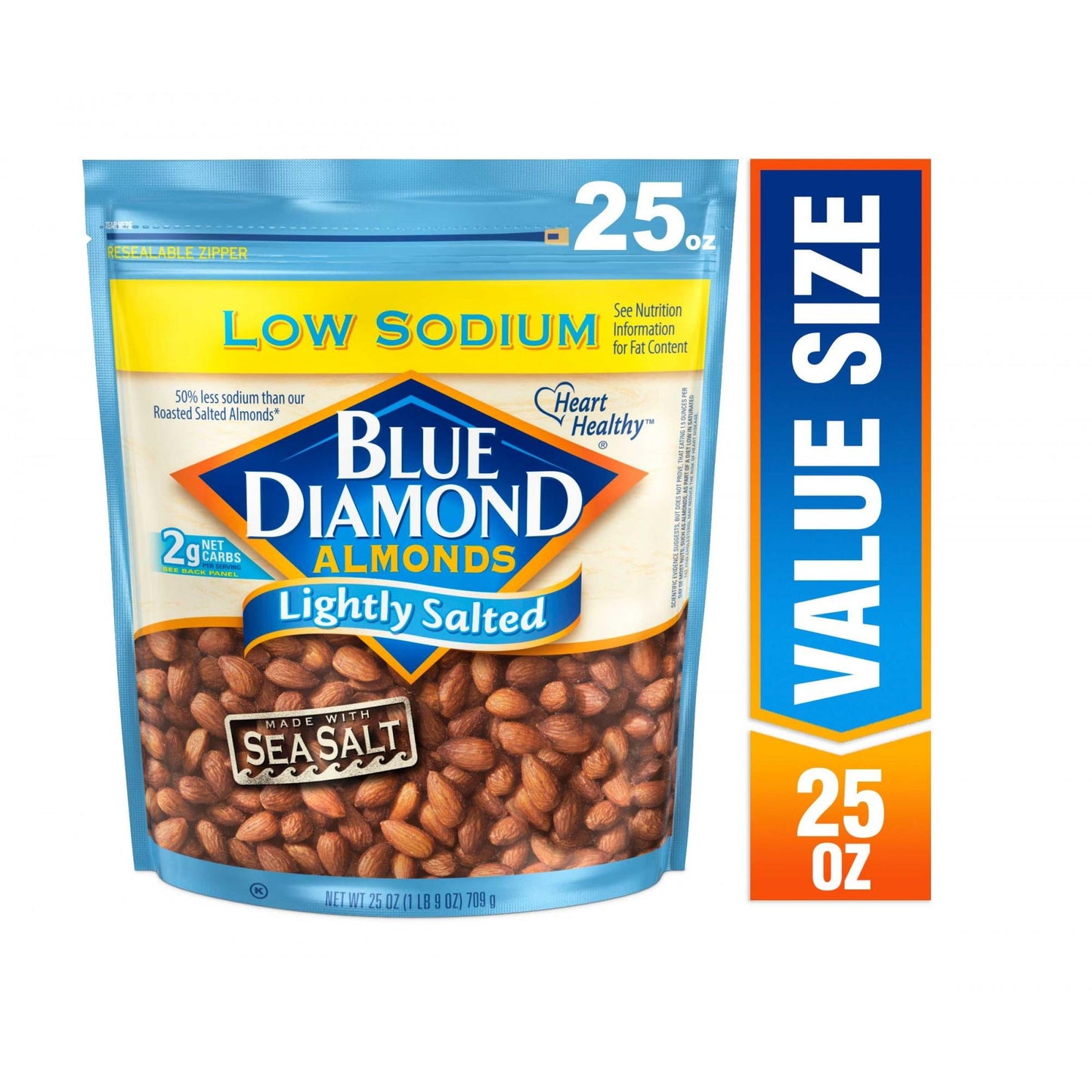 Being good to your body doesn't mean you have to sacrifice flavor. A healthy handful of 28 Lightly Salted premium almonds contains just 40mg of sodium the right amount to bring out the almond taste without breaking your resolve to cut down on salt.