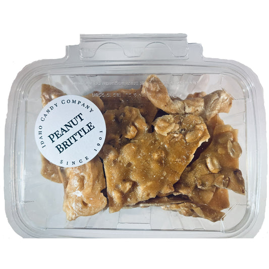 Idaho Candy's hand stretched, peanut brittle is made with fresh roasted peanuts. It is thin and crispy, made in small batches in our old copper kettles. This old fashion peanut brittle is still made by hand in Idaho Candy Company over 100 year old factory using our original recipe for thin and crispy peanut brittle. Peanuts are plentiful, in a brittle with vanilla and salty tastes.