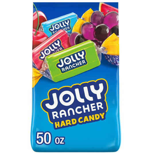 A mix of five fruity favorites for the whole family in just one bag of hard candy? You wouldn't have thought it possible if you didn't know JOLLY RANCHER assorted hard candy. This bag offers individually wrapped fruit flavored bulk hard candy, so you can keep each delicious piece fresh until it's time for a new bag. Featuring blue raspberry, green apple, cherry, grape and watermelon flavors, this JOLLY RANCHER hard candy assortment offers a combination of the undisputed classics you already know and love.