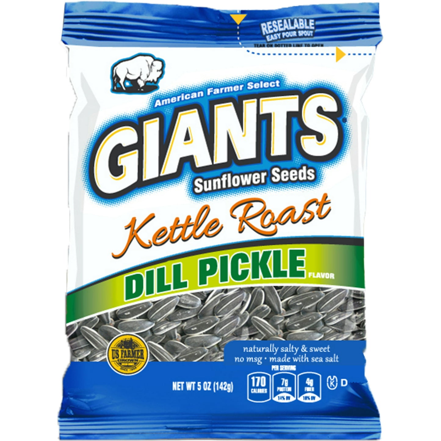 Looking for a departure from the ordinary, try GIANT Snacks Dill Pickle Sunflower Seeds. The bold taste of Dill Pickles combined with the great taste of the larger than average GIANTS sunflower seeds create a Taste Sensation you will enjoy. We work directly with the farmers to make sure we have the best quality sunflower seed in each bag of GIANTS