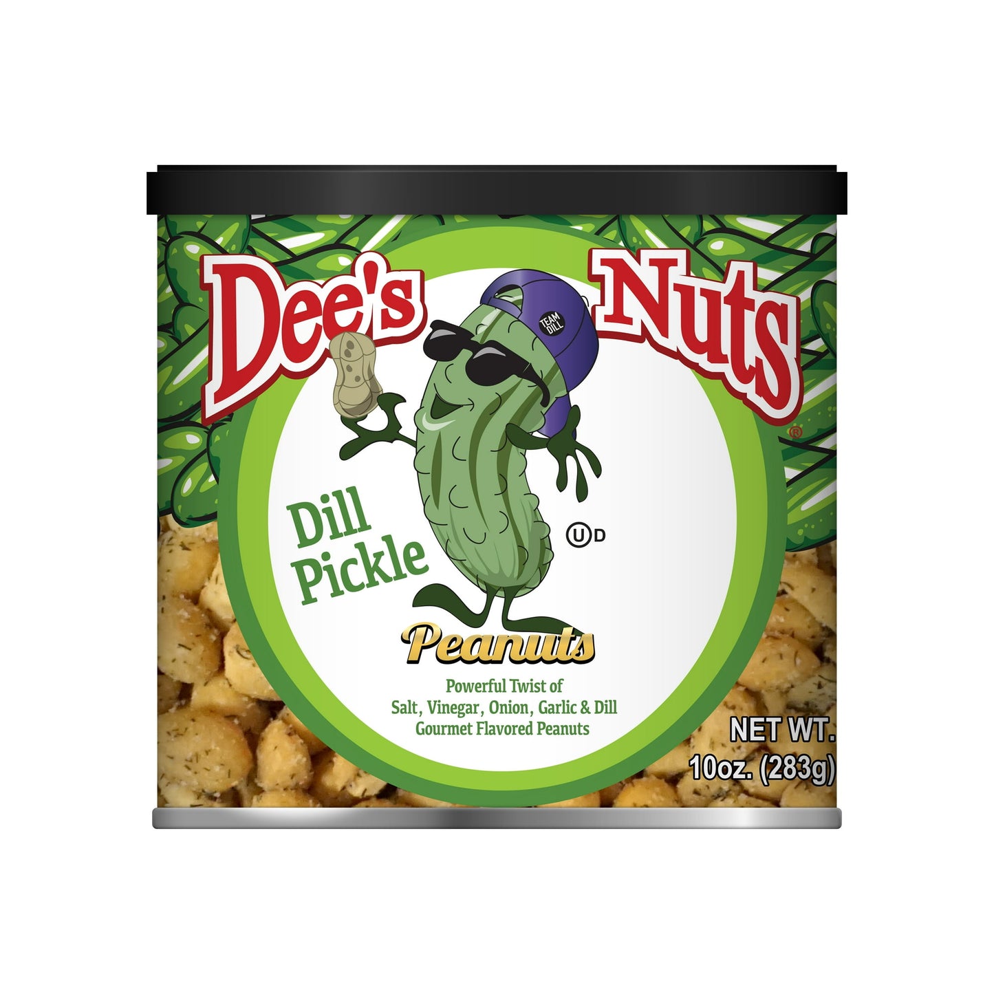 Dee's Nuts Dill Pickle Flavored Peanuts are Irresistibly Delicious. These peanuts have the perfect combination of Salt and Vinegar, with a touch of Dill. This is the perfect snack for people who love the taste of dill pickles, but don't want to get their fingers sticky. Who knew peanuts and pickles could blend so well?! The perfect nut, whether you are throwing a party, watching the big game, or just looking for a great snack.