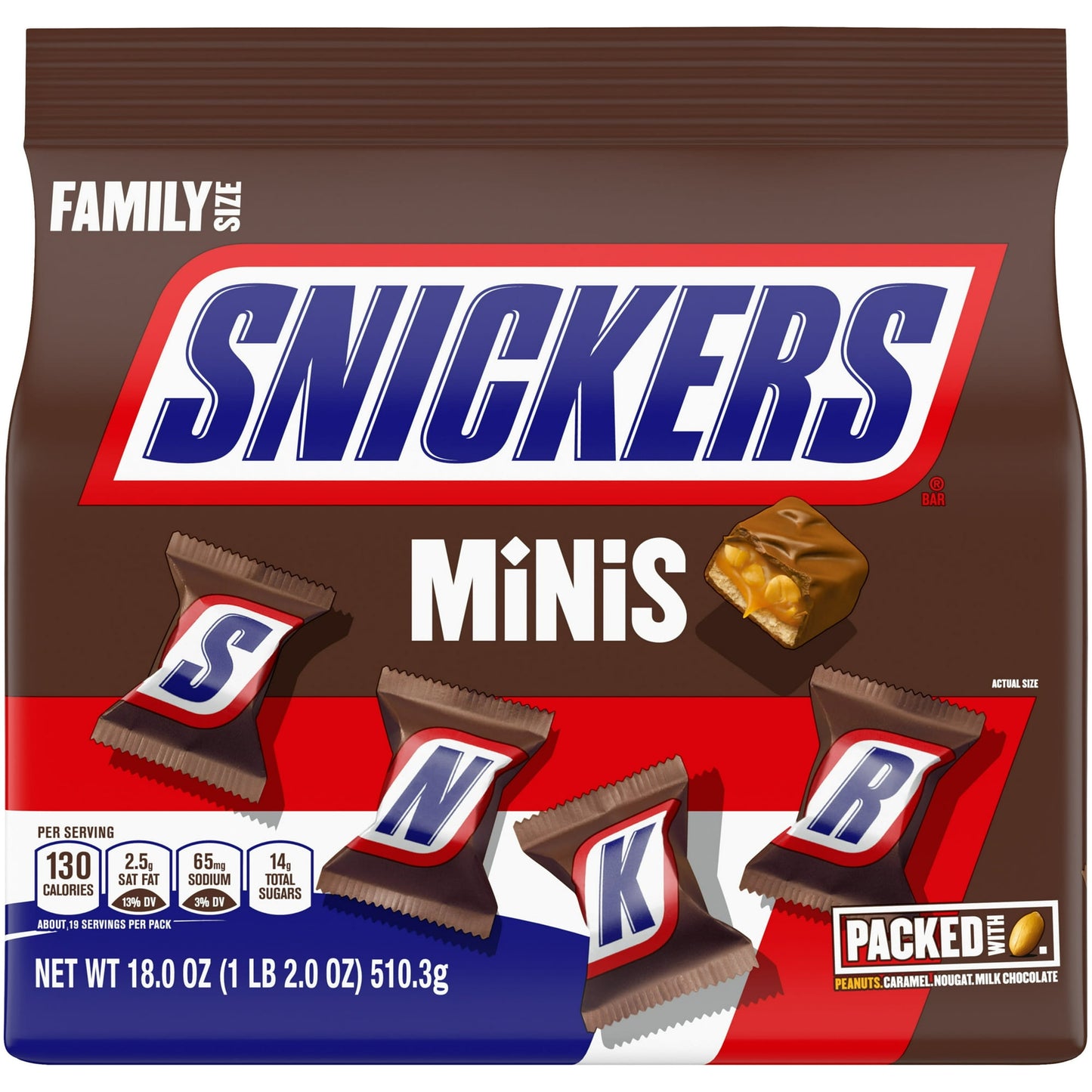 Snickers Minis Milk Chocolate Candy Bars deliver the same iconic taste in a bite-sized treat. Each mini bar is packed with creamy caramel, crunchy peanuts, and nougat, all coated in smooth milk chocolate. This Family Size bag contains 18 oz and approximately 57 individually wrapped bars, making it perfect for sharing, snacking, or party treats. Whether for a quick pick-me-up or a sweet surprise, Snickers Minis provide the perfect blend of satisfaction and indulgence for any occasion.