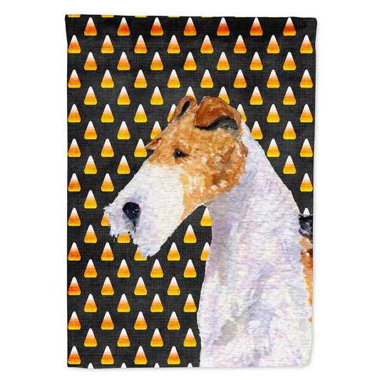 Carolines Treasures SS4271-FLAG-PARENT Fox Terrier Candy Corn Halloween Portrait Flag multicolor This design is available in both the garden size (small) and the house size (large).