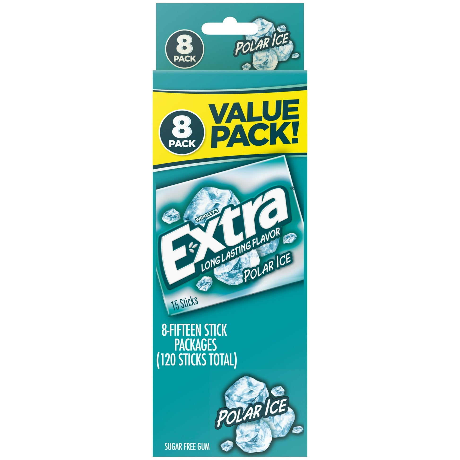 Redefine small moments, one chew at a time, with EXTRA Polar Ice Chewing Gum. Chew away distractions and get deep in the EXTRA Zone thanks to the invigorating, icy mint flavor. Unwrap a moment with EXTRA chewing gum and get more than just fresh breath. Get the fresh and icy boost you need to be confident, present and refreshed. With 8 individually wrapped, 15-piece packs of EXTRA Polar Ice Sugarfree Gum, be prepared for long-lasting flavor for any occasion! From study sessions for class to big work presenta