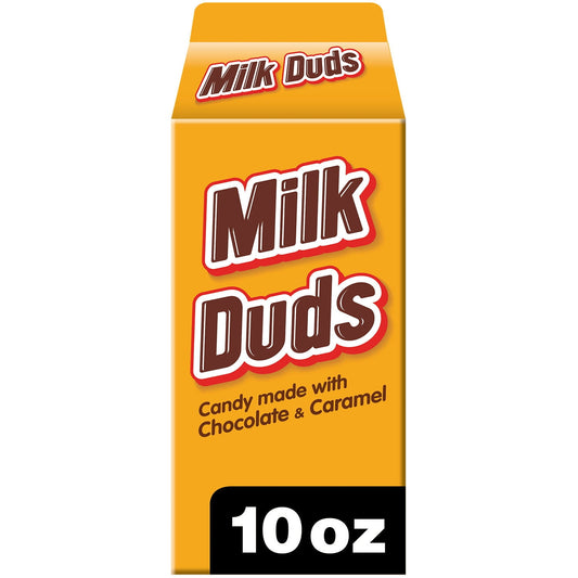 MILK DUDS caramel and chocolate candy treats are well-loved for a reason. Try the classic bite-sized confections that have delighted candy lovers for decades. Made of chewy caramel covered in delectable chocolate candy, every piece is a delicious treat you can snack on and share with those around you. A kosher and gluten free treat, MILK DUDS candy is a classic movie snack, and they're a perfect option for your work, home and on-the-go sweets.