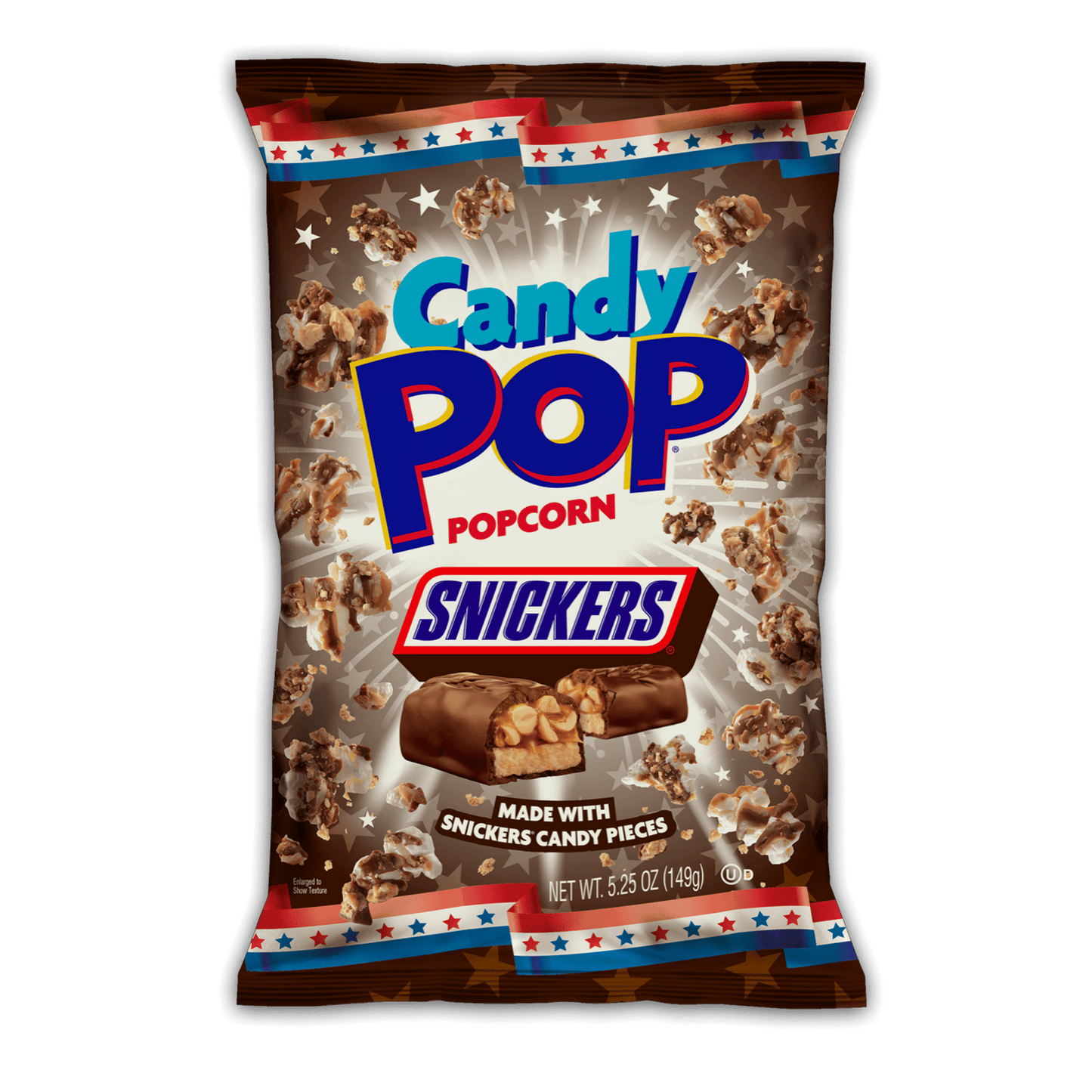 At last, America, two of our favorite snacks are joined together in amazing deliciousness! Light fluffy popcorn with SNICKERS® candy pieces — a perfect match. We've transformed your favorite candy bar into a sweet, crunchy popcorn snack perfect for sharing with friends and family or keeping it all to yourself. Whether you're grabbing a quick bite on the go, enjoying a treat before bed, or satisfying those midnight cravings, Candy Pop SNICKERS® Popcorn is the perfect choice. We know you will love it! Mmmm...