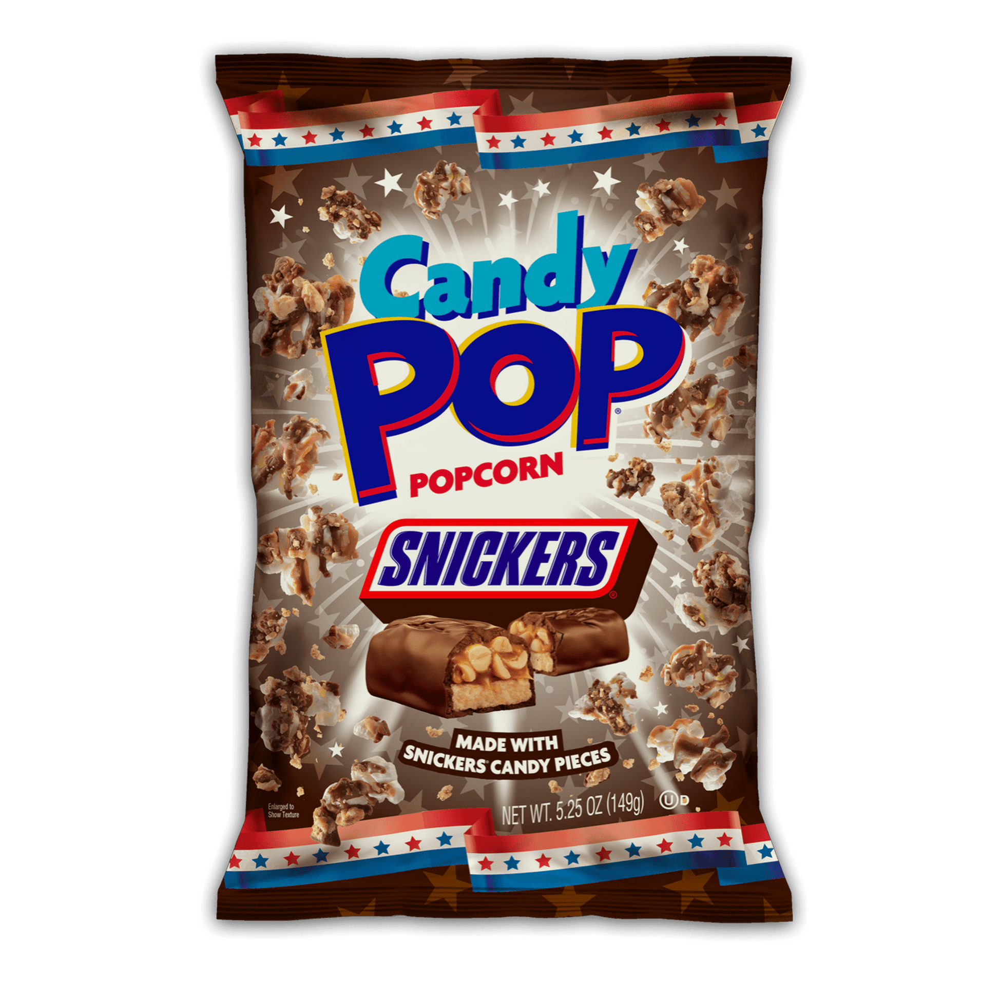 At last, America, two of our favorite snacks are joined together in amazing deliciousness! Light fluffy popcorn with SNICKERS® candy pieces — a perfect match. We've transformed your favorite candy bar into a sweet, crunchy popcorn snack perfect for sharing with friends and family or keeping it all to yourself. Whether you're grabbing a quick bite on the go, enjoying a treat before bed, or satisfying those midnight cravings, Candy Pop SNICKERS® Popcorn is the perfect choice. We know you will love it! Mmmm...