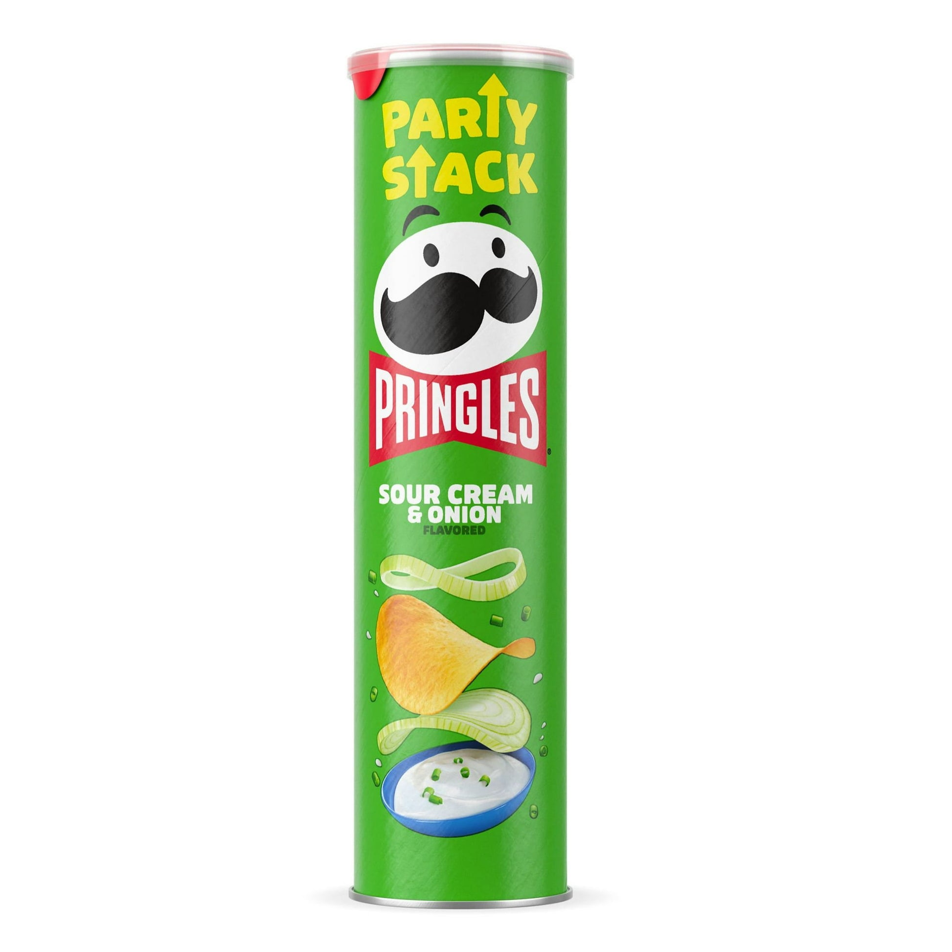 What comes next after the “pop” of a Pringles Sour Cream and Onion Party Stack can? The crisp, crunchy, hit-the-spot taste of potato seasoned with zesty sour cream and onion. Ingeniously shaped Pringles Sour Cream and Onion potato crisps are insanely light, crispy, and never greasy. Perfect for sharing, these crisps chips are perfectly salty and bursting with savory flavor. With this convenient, portable can, it’s easy to create your own snacking moments wherever and whenever; Grab a can as a pick-me-up for