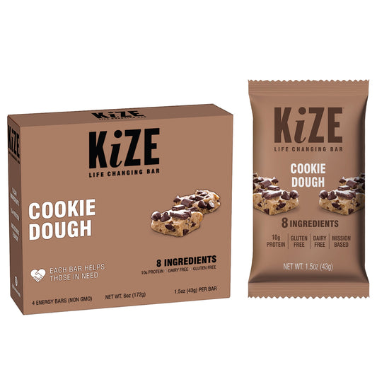 Kize Life Changing Bar, Cookie Dough, 4 Energy Bars, 1.5 Oz each