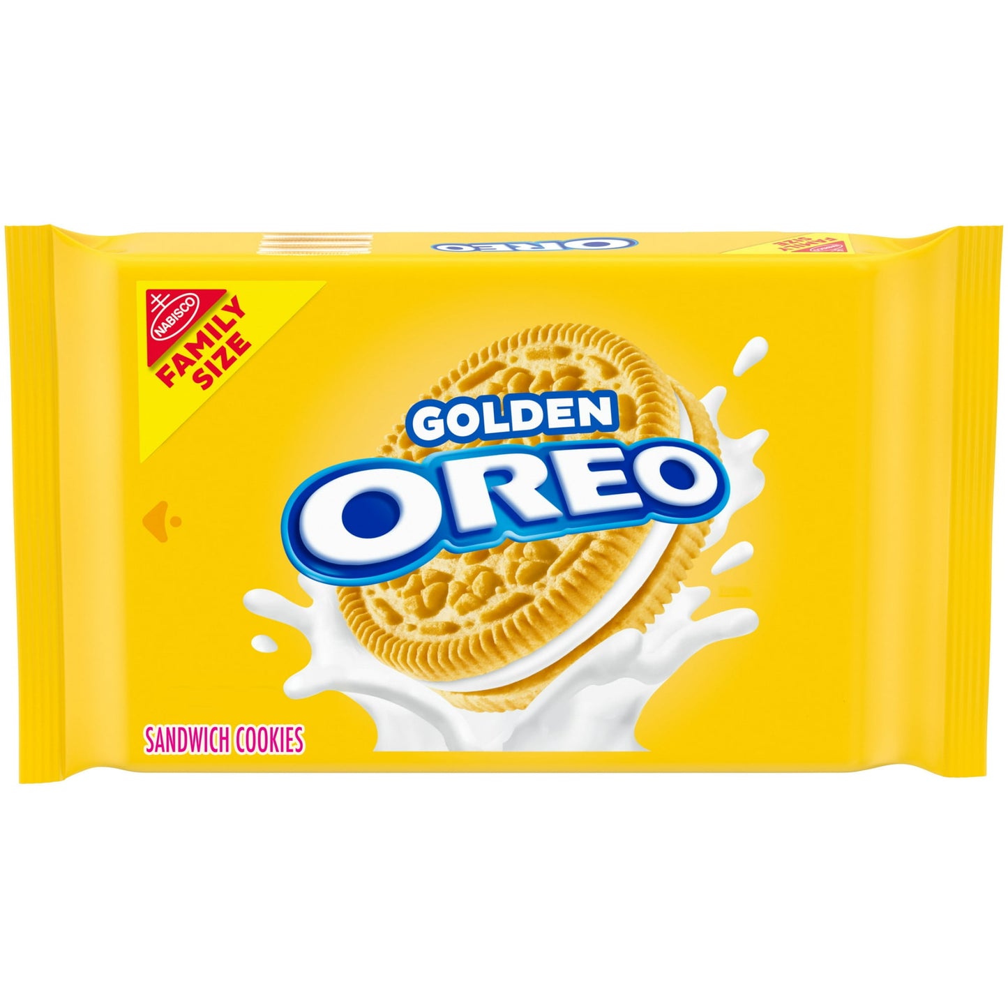 OREO Golden Sandwich Cookies have been America's favorite cookie for over 100 years. These vanilla sandwich cookies are filled with classic OREO creme filling, making these OREO cookies supremely delicious and dunkable. Golden OREO cookies are great for sharing with friends and family, enjoying with a cold glass of milk or serving at your next party. These OREO snacks are also perfect for packing as lunchbox snacks at school or at work. The resealable packages with easy-pull tab keep OREO cookies fresh and 