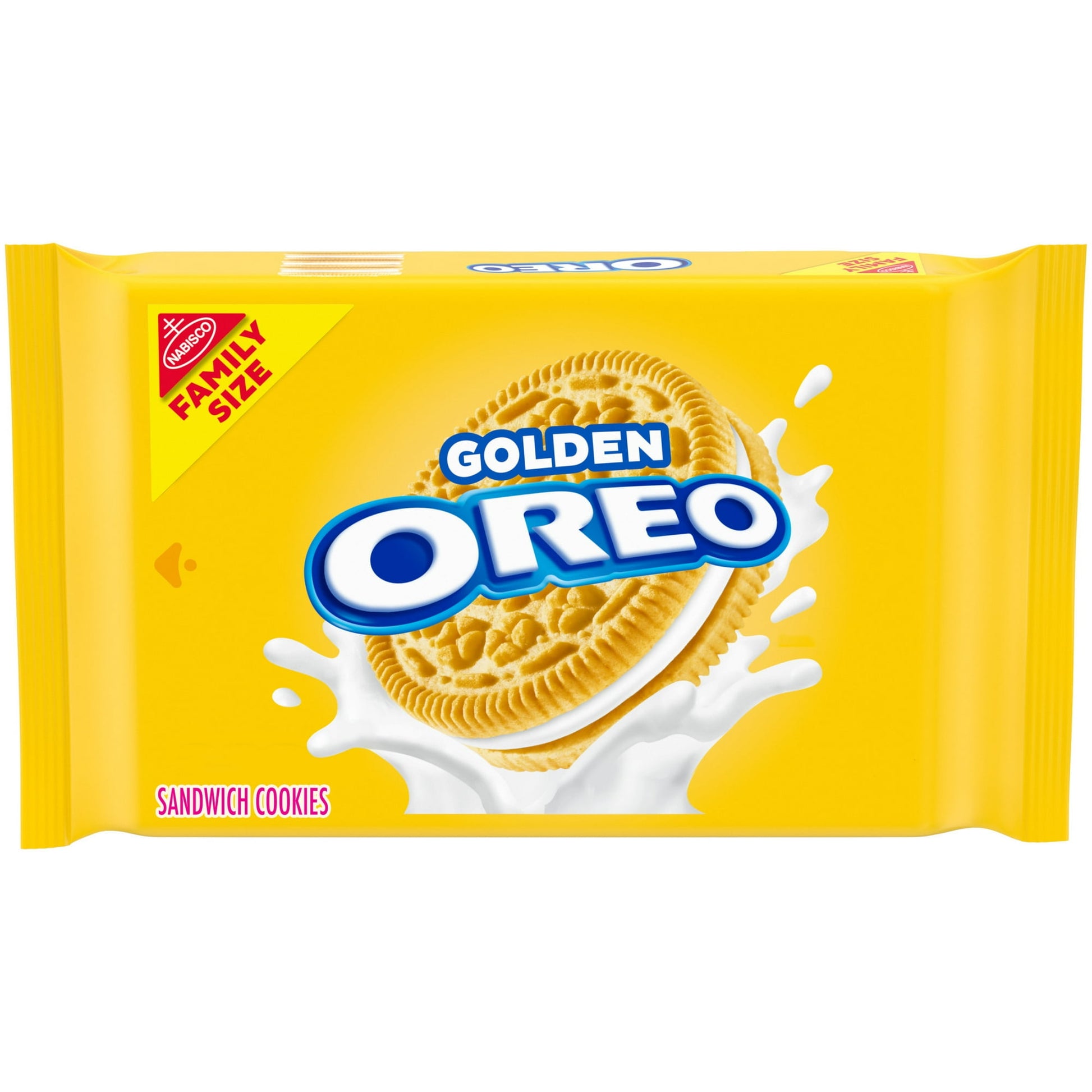 OREO Golden Sandwich Cookies have been America's favorite cookie for over 100 years. These vanilla sandwich cookies are filled with classic OREO creme filling, making these OREO cookies supremely delicious and dunkable. Golden OREO cookies are great for sharing with friends and family, enjoying with a cold glass of milk or serving at your next party. These OREO snacks are also perfect for packing as lunchbox snacks at school or at work. The resealable packages with easy-pull tab keep OREO cookies fresh and 