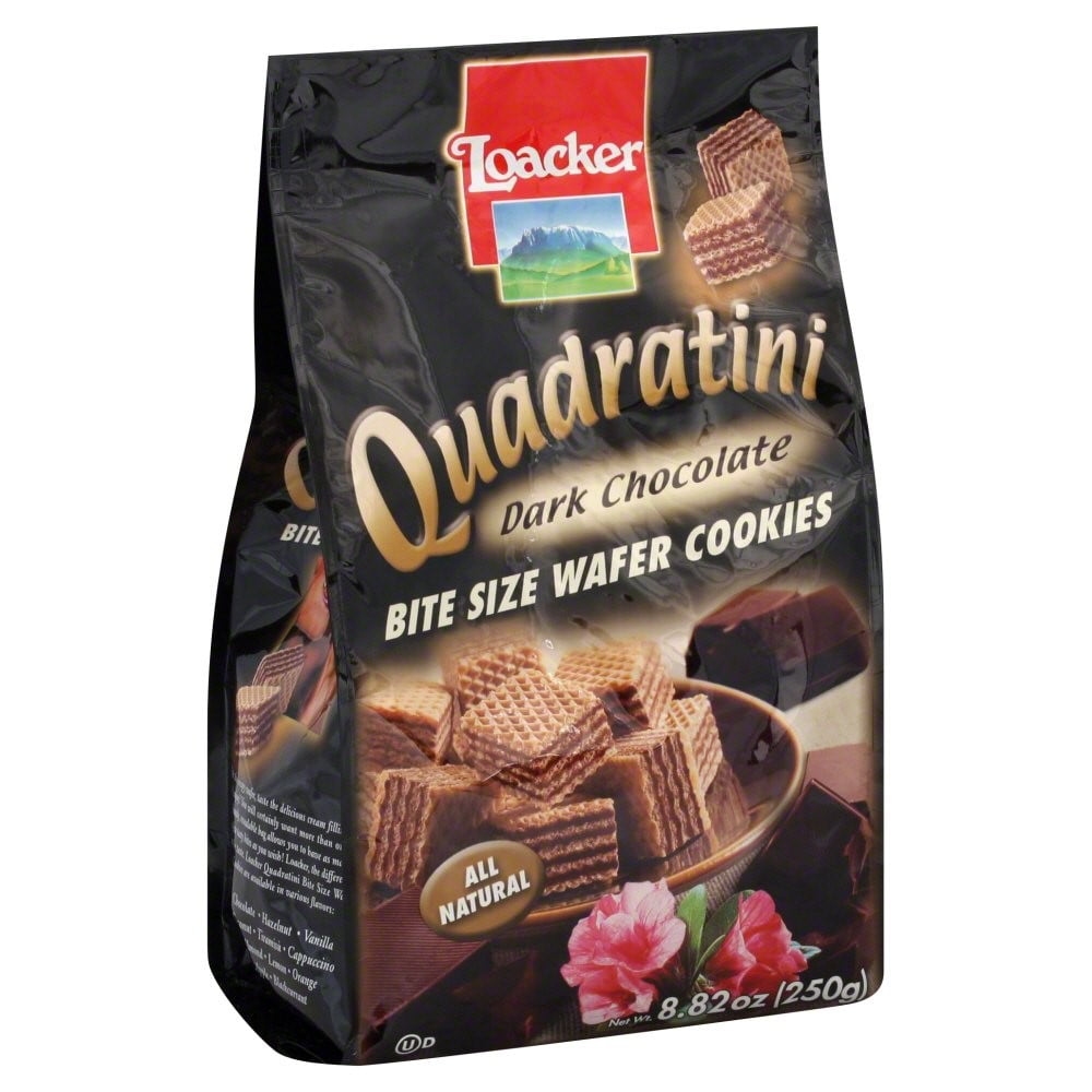 Loacker Quadratini Dark Chocolate Wafer Cookies Are Kosher-Dairy And Certified Halal By Halal Control. Each 8.82 Oz. Package Contains 9 Servings Of Our Bite Size Cookies. Our Chocolate Cookies Do Not Contain Hydrogenated Oils Or Artificial Colors Or Flavors And Have No Preservatives. See The Nutrition Facts Panel For Allergen Information.