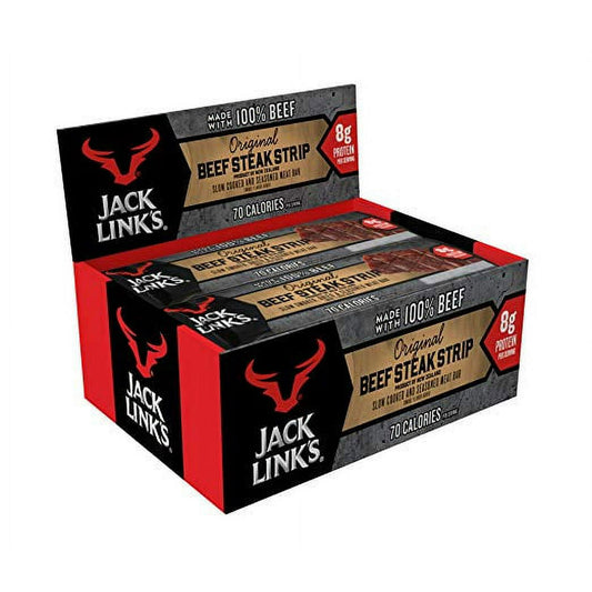 When hustling from one thing to the next, a convenient snack bar with protein is a great option to have at-the-ready. But, often times eating a protein bar means giving up something like delicious taste or real food. Original Beef Strips deliver 8g of protein per bar no sacrifices. Made with 100% beef, each tasty meat bar is seasoned with Jack Link's signature blend of Original spices and smoked over hardwoods. So you get real food, giant taste and a good source of protein in every one. Keep them in your de