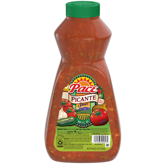 Pace Mild Picante Sauce will add that kick to any ordinary meal whether it's dinner time or snacks with friends and family. Tomatoes, chunks of savory onions and hand-picked jalapenos are smoothly blended together for an unforgettable taste. Complement your favorite chicken, beef, pork and fish dishes or keep it simple as dipping sauce. This product is packaged in a plastic bottle, and is shelf-stable.