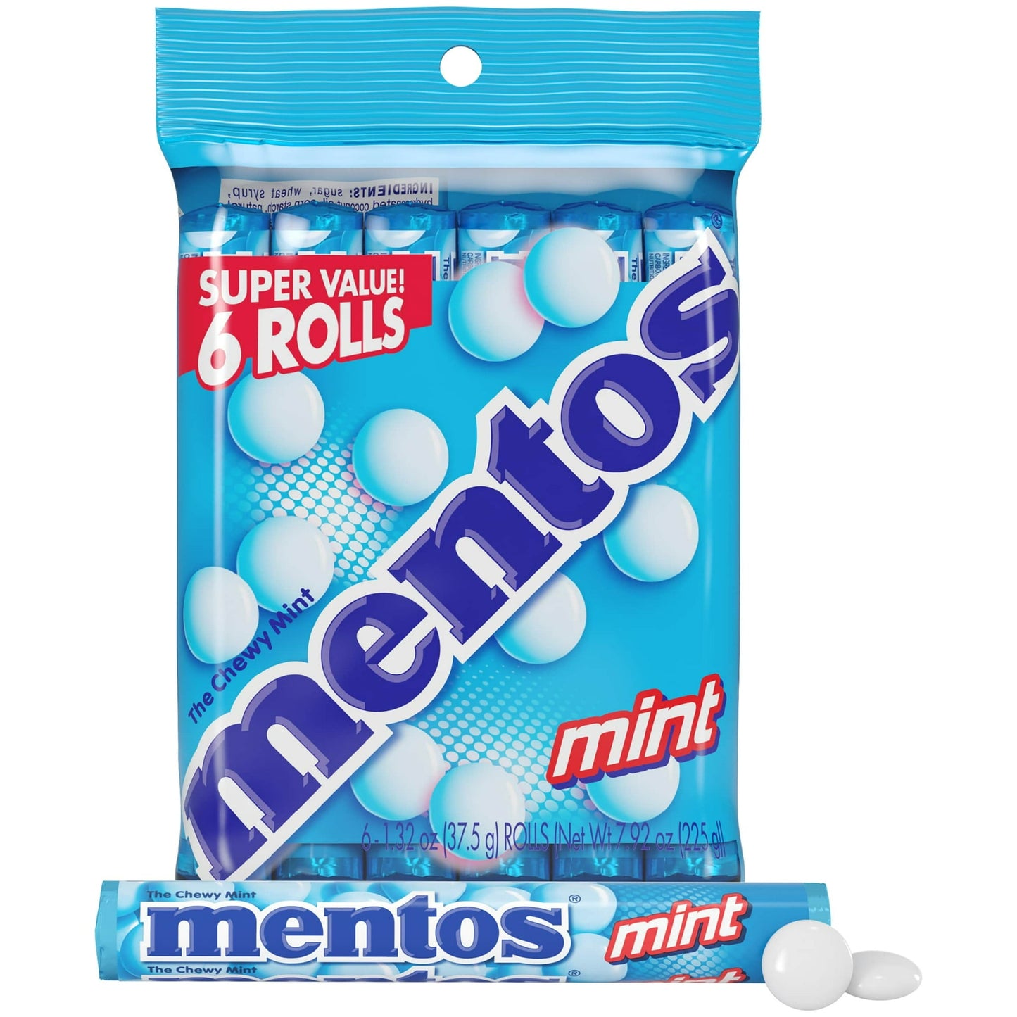 Mentos Peppermint mint candy rolls offer freshness in a fun, flavorful chew. A gluten-free treat to freshen up your day. The hard outer shell of these refreshing Mint Mentos dissolves in your mouth, revealing the chewy candy inside. Make fresh connections with Mentos Chewy Mint candies. These candies are the wonderful way to freshen the day for you, coworkers, friends and new connections. Mentos Chewy Mint candies are the perfect way to spice up your office, keep in the car for a quick flavor burst, use as 