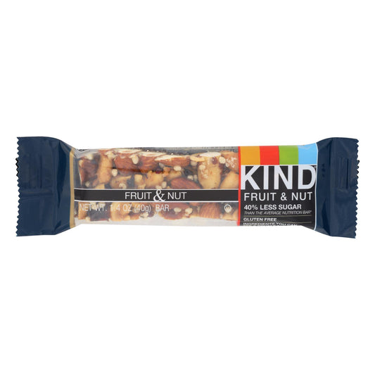 Kind fruit and nut fruit & nut bars are a treat for the individual on the go.At only 7g of sugar, our snack bars are the kind thing to do for your body, your taste buds, and your world.Our snack bar is also low sodium and completely kosher, as well as completely gluten-free and gmo-free.With ingredients that you can see and pronounce, you can be sure you can trust and taste kind snacks.Included is one 1.4 oz.Packet of kind fruit and nut fruit & nut bars. country of origin : united states is dairy free : yes