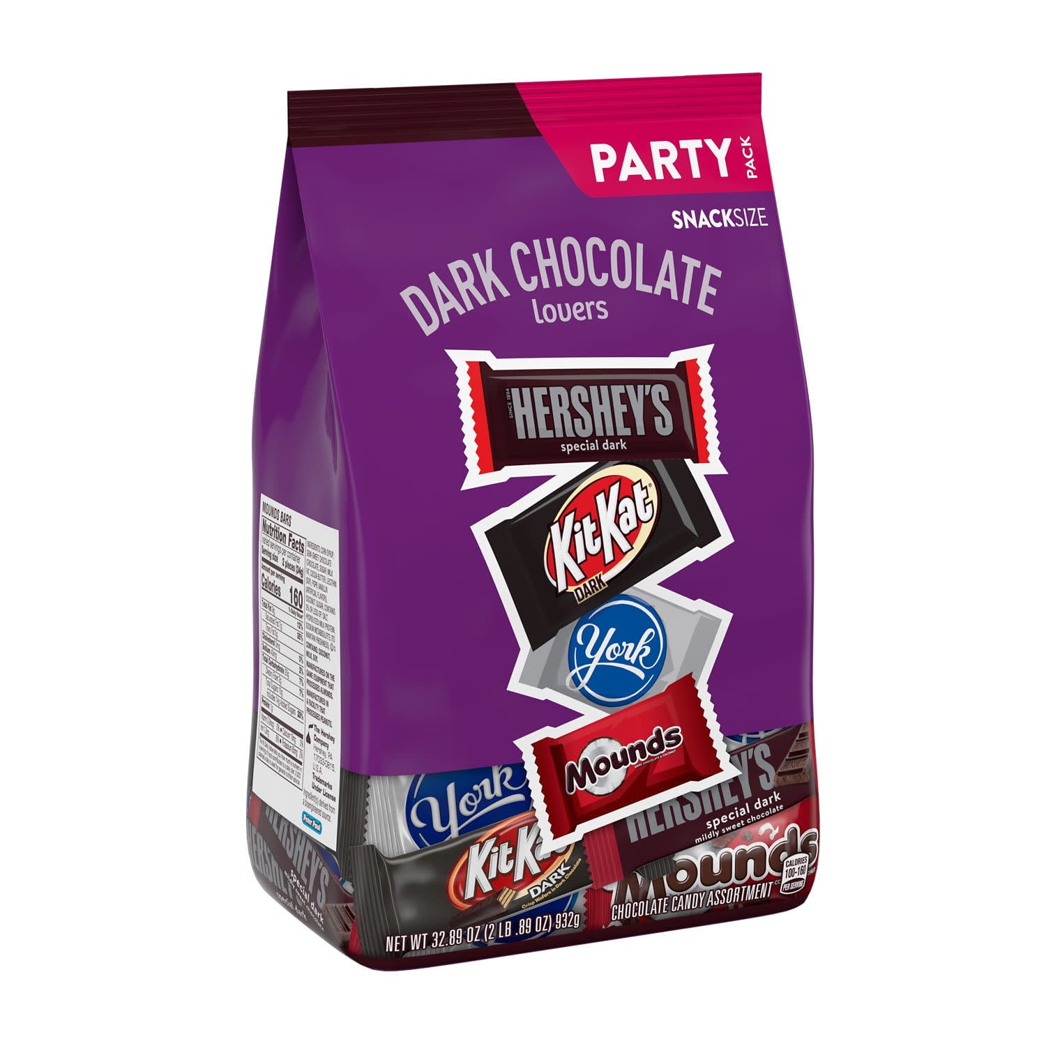 Enjoy a delicious chocolatey treat anywhere and anytime with Hershey assorted dark chocolate candy, perfect for parties, holidays and fundraisers. Offering four crowd-pleasing favorites, this candy assortment is perfect for sharing with family, friends, teammates or co-workers. Take this variety candy bag into the office break room, pour some individually wrapped candies into your jar at home or take a box to your next sports game to celebrate the win. Hershey candy bars are also great for parties, holidays