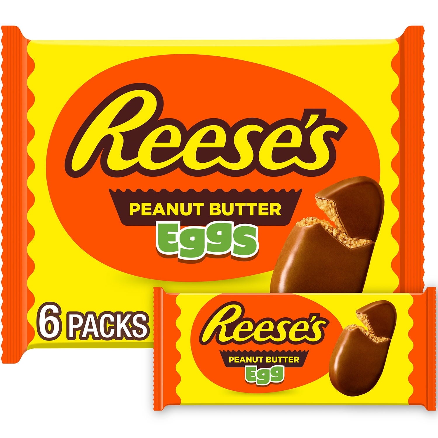 Savor the unmistakably delicious taste of REESE'S peanut butter covered in smooth milk chocolate with these fun egg-shaped Easter treats. It's the same yummy peanut butter taste you know and love ready for when the Easter bunny arrives this spring. Individually wrapped peanut butter eggs are entertaining rewards for when you hide plastic eggs around the yard. Kids — and maybe even some adults — will be in for a sweet surprise when they see what's inside their well-deserved finds after searching high and low