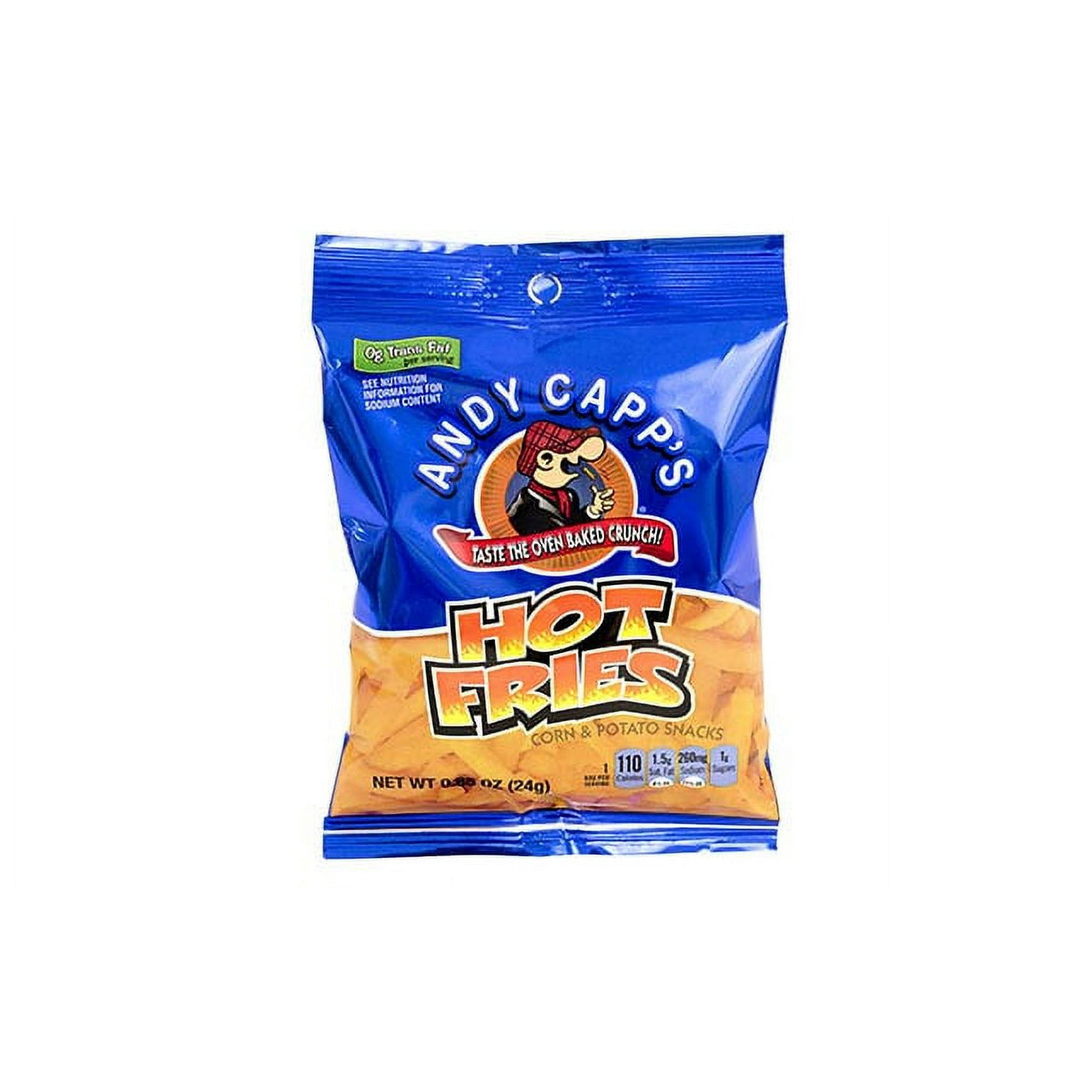 Taste the oven baked crunch of these Andy Capps Hot Fries .85 oz, 72 Count! These crispy corn and potato snack fries are great for munching on around the office. Grab a bag out of this 72 count box and enjoy the hot, spicy taste. Andy Capps Hot Fries .85 oz, 72 Count is great for stocking in the break room at the office to share with employees and coworkers, or at home to enjoy with your family during lunch!