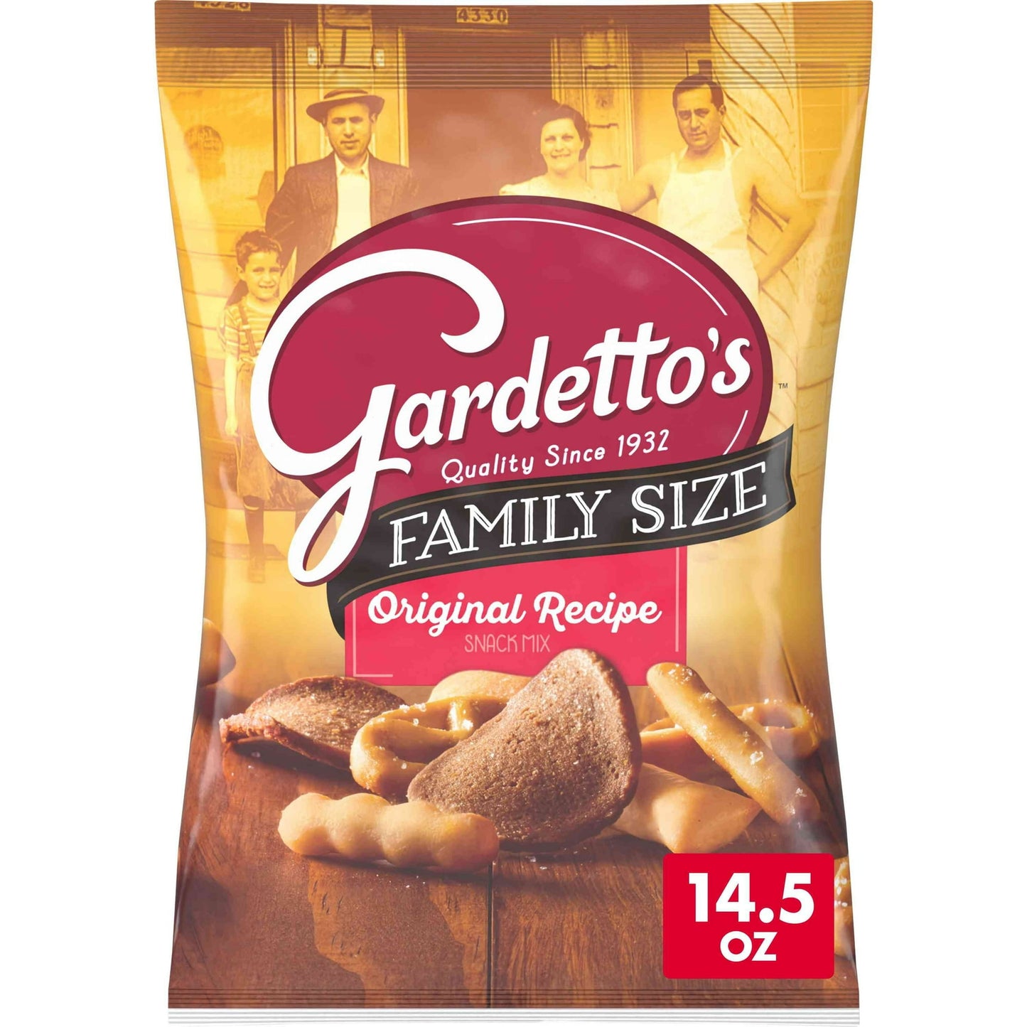 Gardetto's Original Recipe Snack Mix - the breadsticks, pretzels, rye chips, and secret spices you love to crunch. But did you know it all began with a family bakery? Founded by the Gardetto family in Wisconsin, they used an authentic recipe to create this unique snack mix. Unlike standard pub mixes, trail mixes, or bar snacks, iconic Gardetto's combines endless tastes and textures, making it the perfect party mix. Conveniently packaged, it's easy to stock your pantry and share with the whole family. Enjoy 