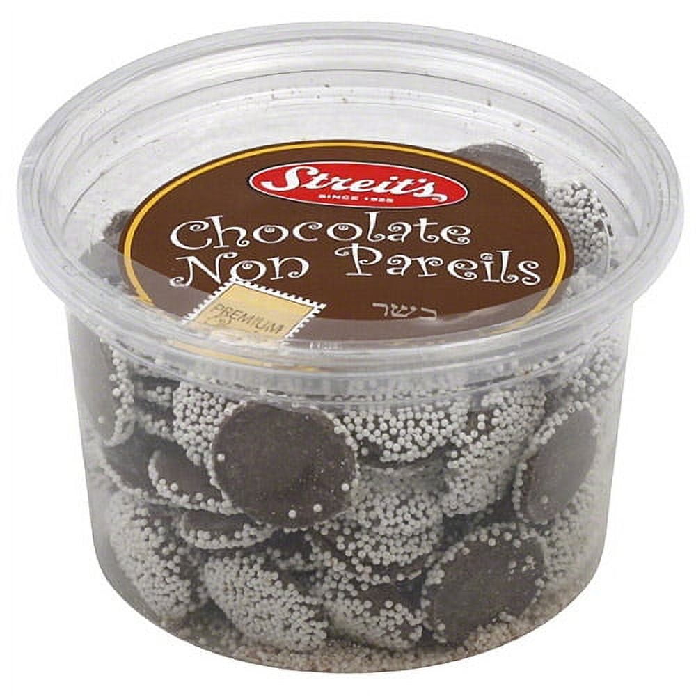 Satisfy your sweet tooth with these Streit's Chocolate Non-Pareils. They are made of premium-quality ingredients and are low in sodium. These 11-oz non-pareil kosher candies come in a convenient pack of six.Streit's Chocolate Non-Pareils: