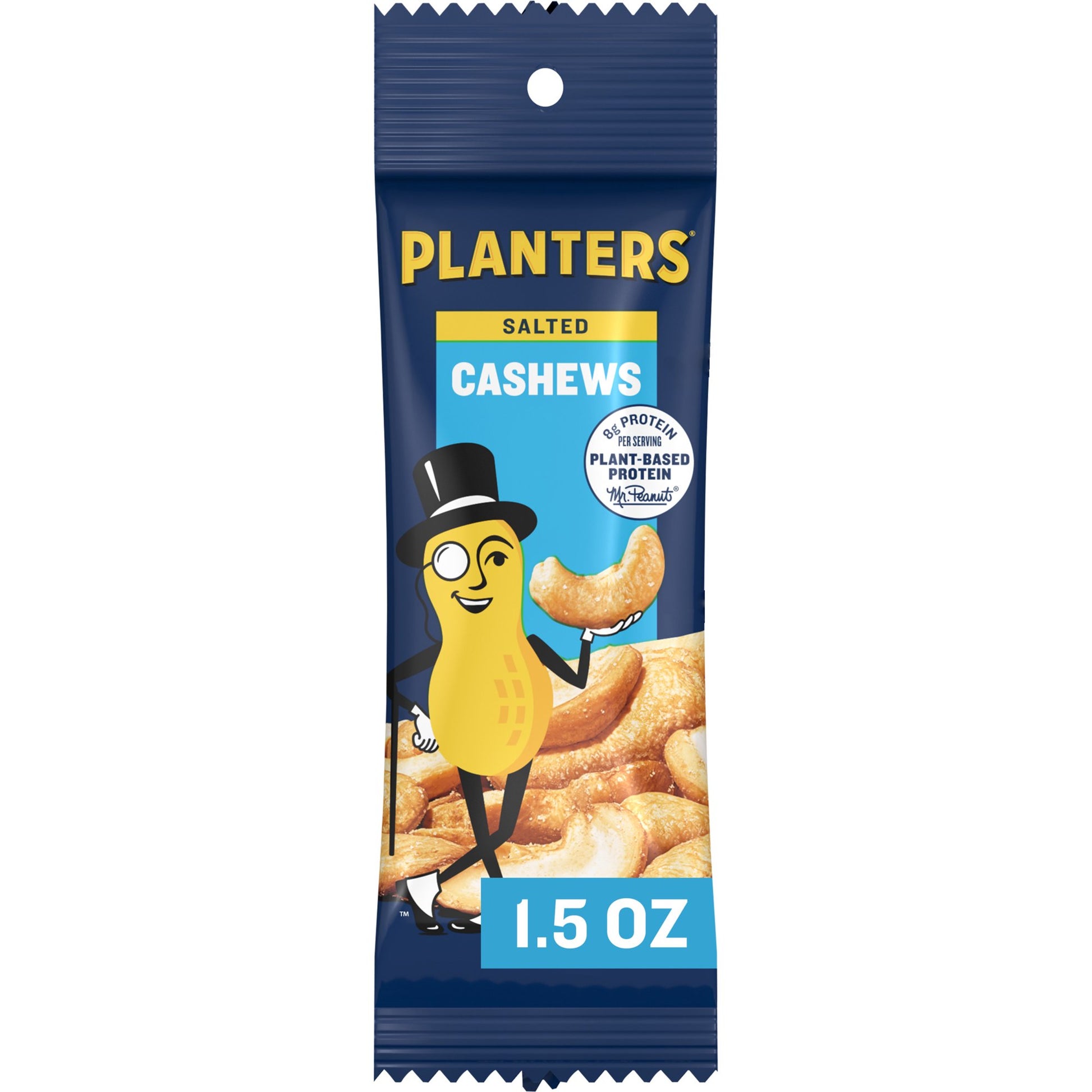 PLANTERS Salted Cashews are a delicious snack that can be enjoyed any time and anywhere. We add sea salt to these naturally sweet cashews for a distinct flavor combination. With a satisfying crunch and rich, delicate flavor, these roast cashews are an excellent choice when snacking. Roasted in the United States, each 1.5 ounce single serve bag of cashews is a portable and convenient snack that can be enjoyed at home, at work, or as a quick way to refuel while you're on the move. Every bag of certified Koshe