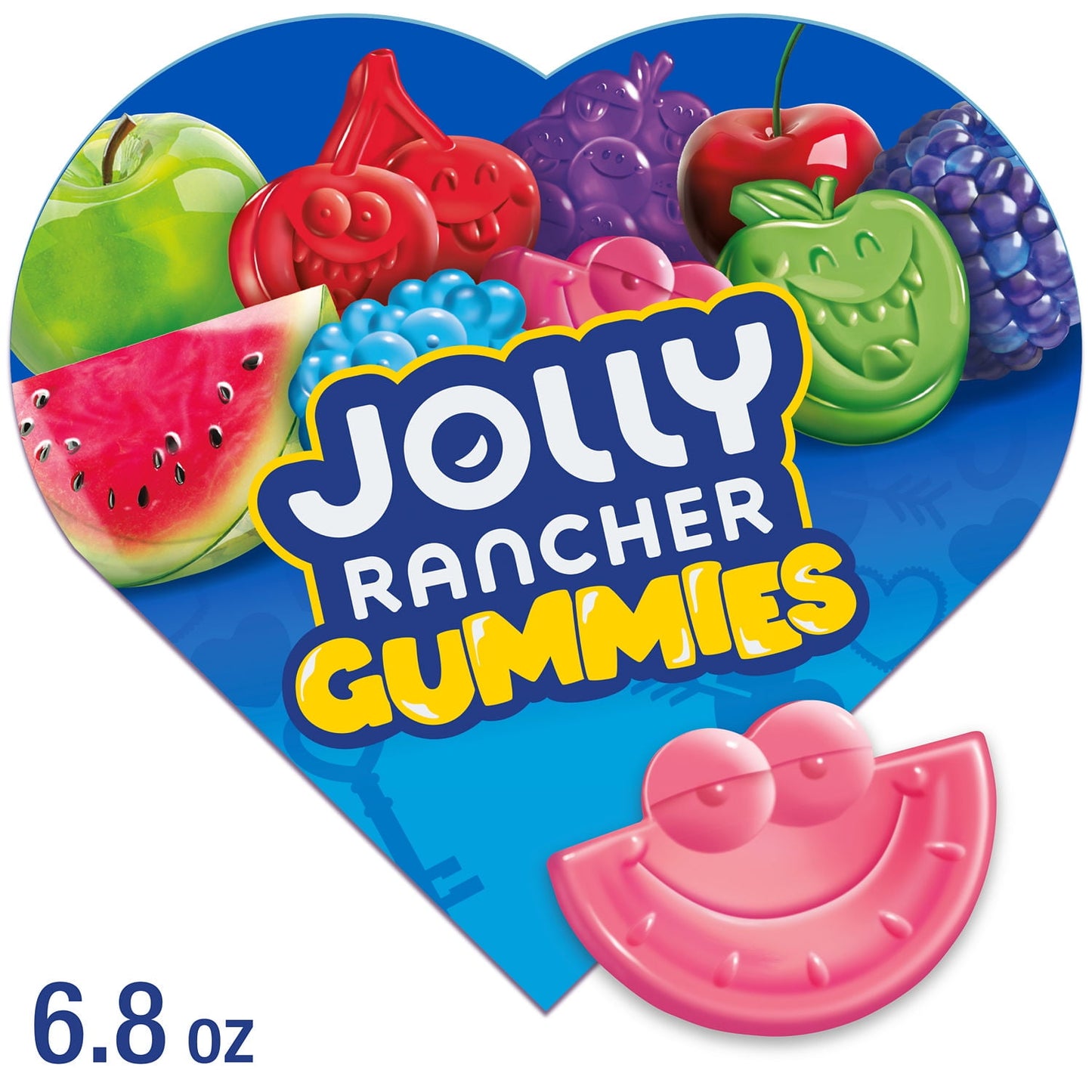 A mix of five fruity favorites for the whole family in just one box of chewy gummies? You wouldn't have thought it possible if you didn't know JOLLY RANCHER candy. This gift box of fruit flavored Valentine's Day gummies offers fun, flavorful fruity shapes each member of the family will be happy to choose from. Featuring blue raspberry, green apple, cherry, grape and watermelon flavors, JOLLY RANCHER gummies offer a combination of the undisputed original flavor classics you know and love. Keep a box with you