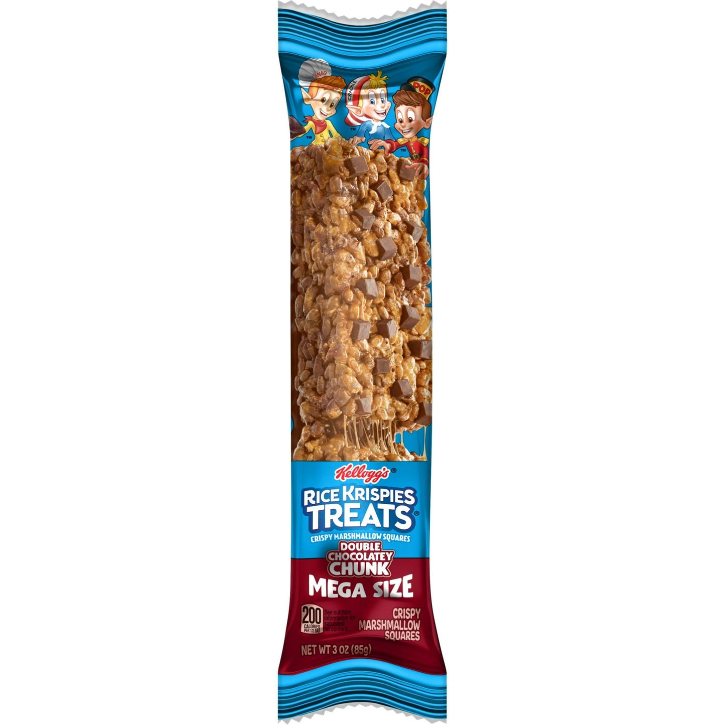 Make snack time a little sweeter and more fun with the irresistible taste of Rice Krispies Treats Mega Bars Large Marshmallow Snack Bars Double Chocolatey Chunk. Chocolate-lovers and fans of Rice Krispies Treats alike will love the taste of this sweet, decadent snack. Each bar is made with puffed rice cereal, scrumptious chocolate, and the taste of chewy, gooey marshmallows for a delicious, ready-to-eat treat wherever you go; A delicious snack bursting with chocolatey goodness, each package contains one mar