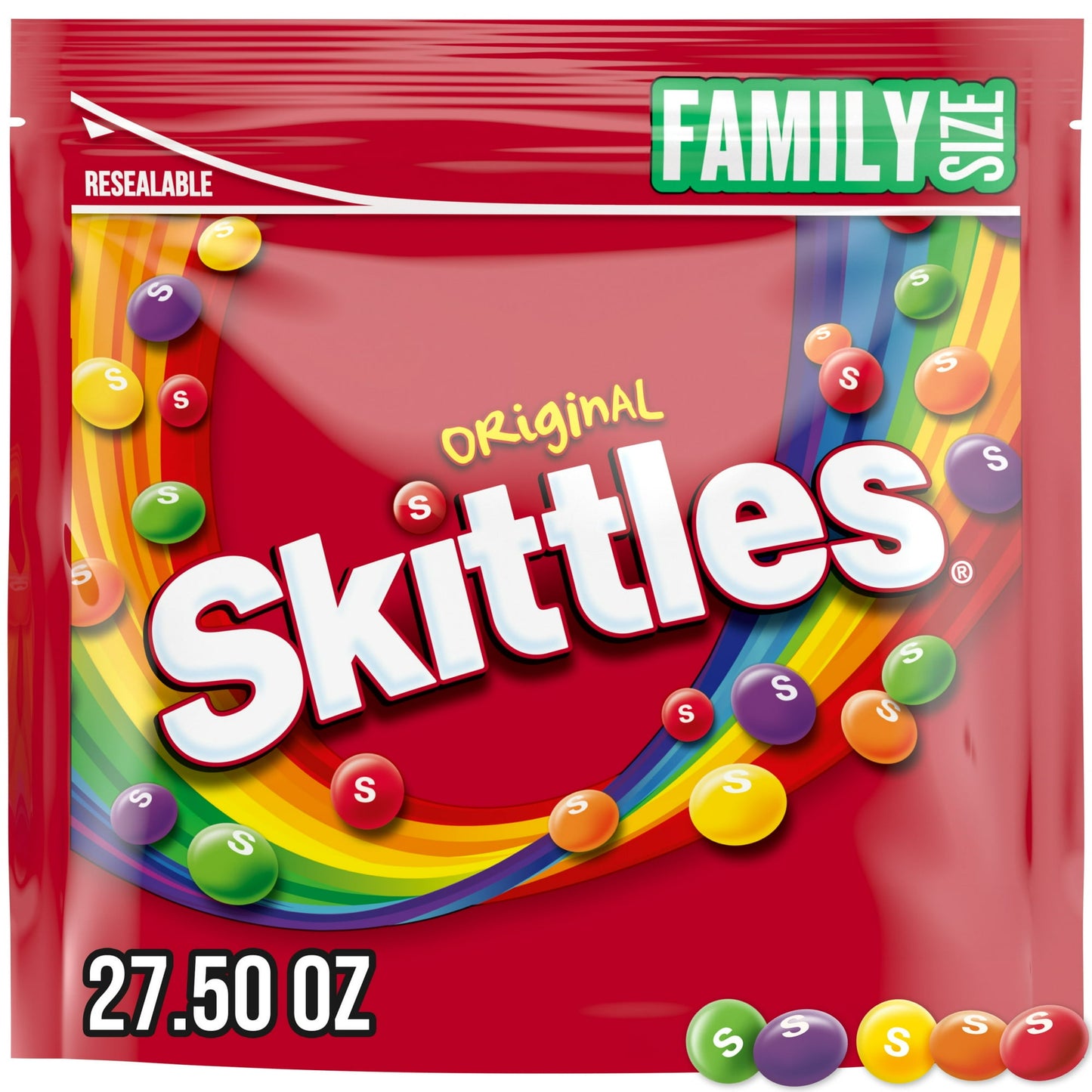 “We Apologize The Rainbow” for switching from lime to green apple. The original rainbow you’ve been waiting to taste again is back! SKITTLES Original chewy candy welcomes back the popular citrus flavor, LIME. Family time takes on a whole new fruity and chewy meaning with this 27.5 oz Family Size bulk candy pouch. Filled with the classic flavors of strawberry, lemon, orange, grape, and lime. There's no wrong way to enjoy the fruity, mouth-watering taste of SKITTLES chewy candy with the family. Use this brigh