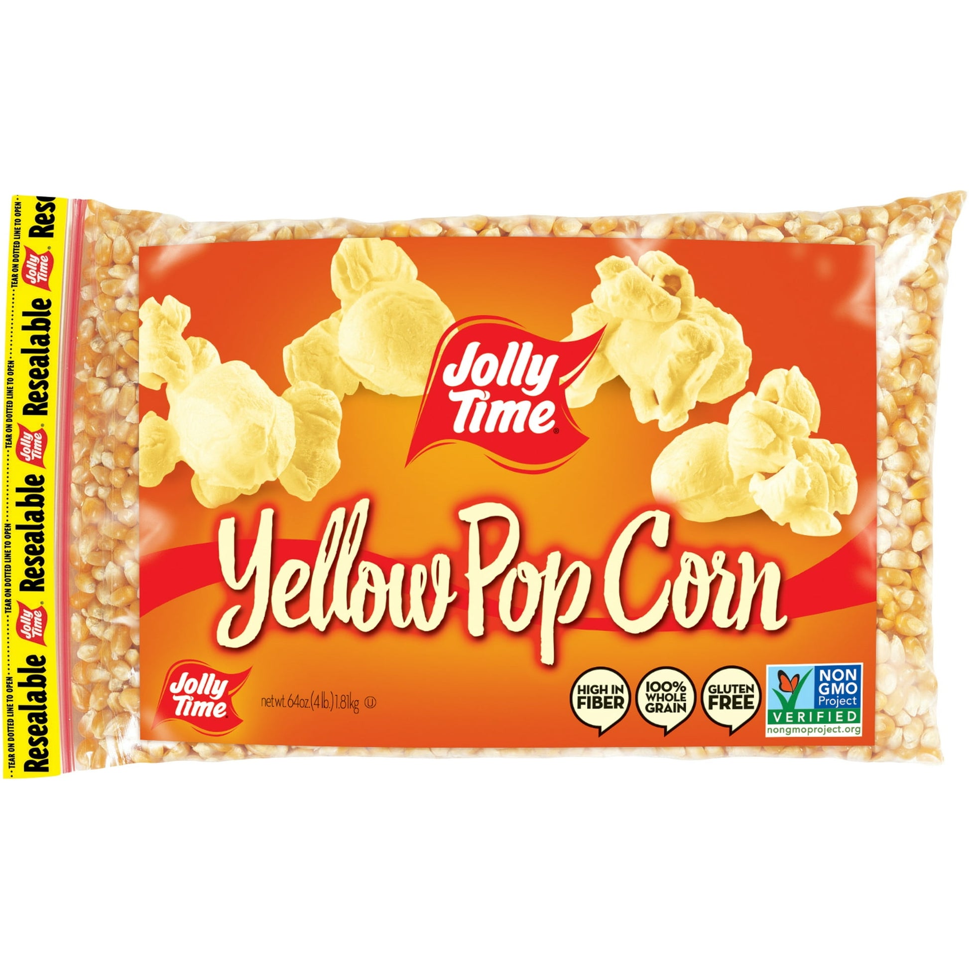 If you prefer traditional popcorn preparation via stovetop, popper or campfire then Jolly Time Yellow popcorn kernels are a perfect choice. Packaged in a convenient, 2-pound poly bag, Our 100% whole grain, Non-GMO, and gluten-free popcorn kernels can be prepared in a number of ways and customized with your own toppings, or eaten plain. Each polybag is resealable to preserve each Kernel's freshness. These bulk popcorn kernels are high in fiber, making for a healthy snack that keeps you full. There are many w