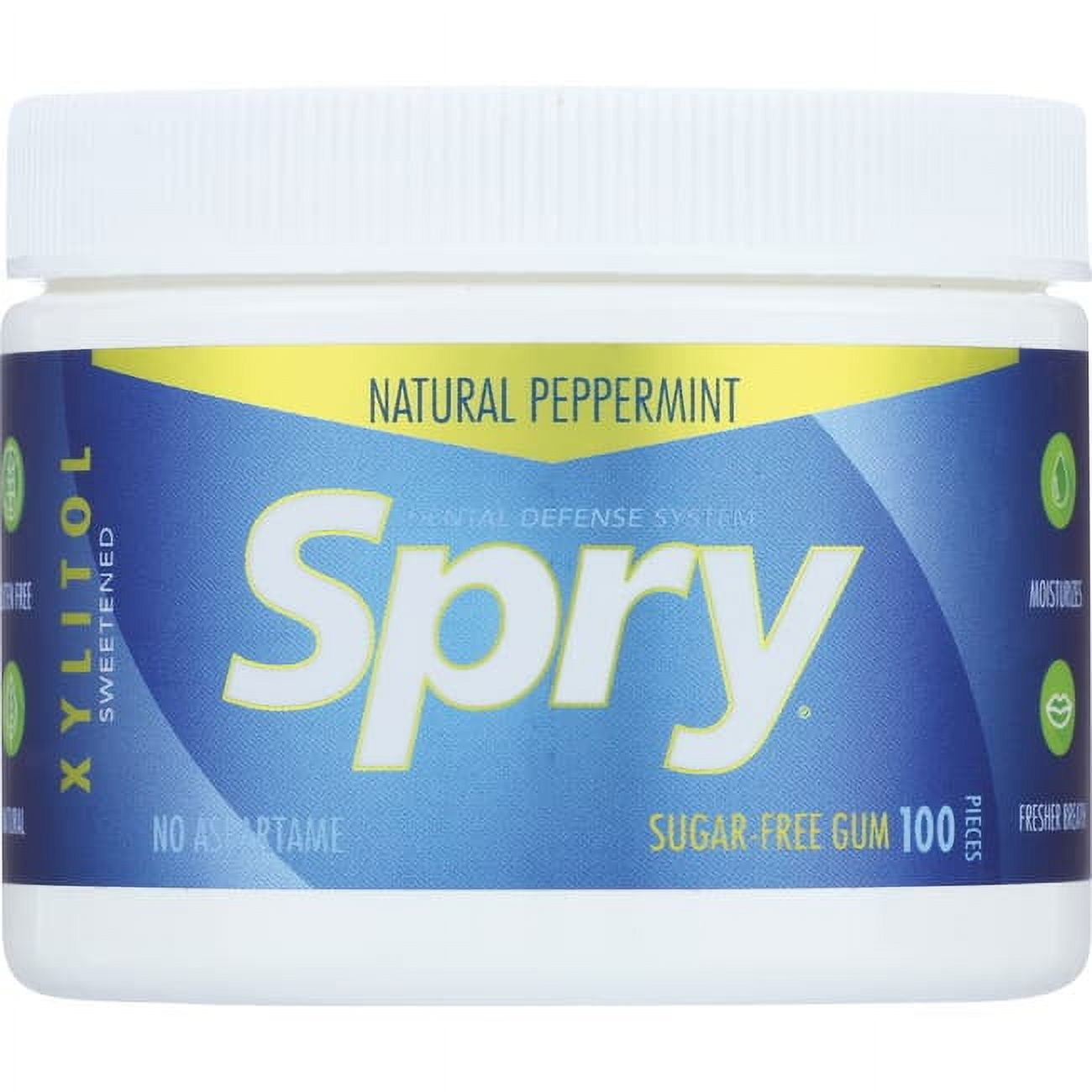 A refreshing, candy-cane flavored sugar-free chewing gum sweetened with xylitol. Great-tasting Spry Sugar-Free Gum - Natural Peppermint, the gum of choice for fresh breath and healthier teeth and gums! Studies have shown that when combined with normal dental hygiene, regular use of xylitol gums may improve overall oral health.