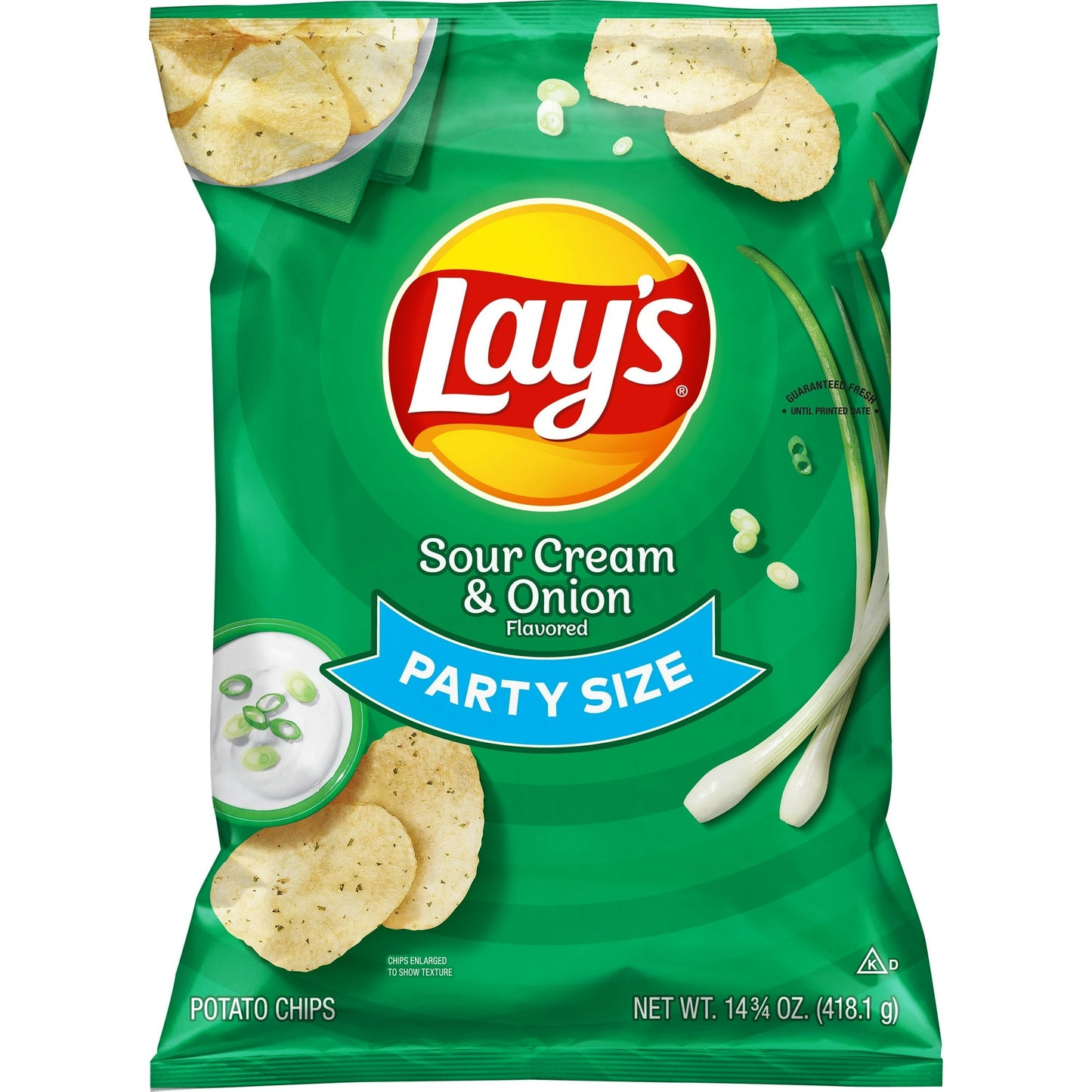 It all starts with farm-grown potatoes, cooked and seasoned to perfection. Then we add the tang of sour cream and mild onions. So every LAY'S potato chip is perfectly crispy and delicious. Happiness in Every Bite. Wherever celebrations and good times happen, the LAY'S brand will be there just as it has been for more than 75 years. With flavors almost as rich as our history, we have a chip or crisp flavor guaranteed to bring a smile on your face.