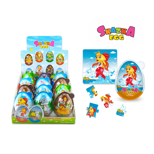 Imex Shazka Egg Giant Chocolate is a Delicious Enjoyable Shazka King Egg with 2 cups of Spread Chocolate, 2 Educational Toys inside, Educational Paper Game, Nuts Free and BPA Free