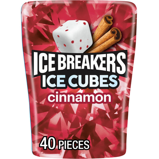 Awaken your senses with a piece of ICE BREAKERS ICE CUBES cinnamon flavored chewing gum. Who doesn't want fresh breath? You never know when a quick jolt of flavor will come in handy. Fortunately, you don't have to guess. With this on-the-go 40-piece bottle of ICE BREAKERS ICE CUBES sugar free chewing gum, you can have a sugar free burst of flavor by your side anywhere and everywhere. Keep a bottle with you in the car, at home and in the office for quick, delicious satisfaction wherever the day takes you.