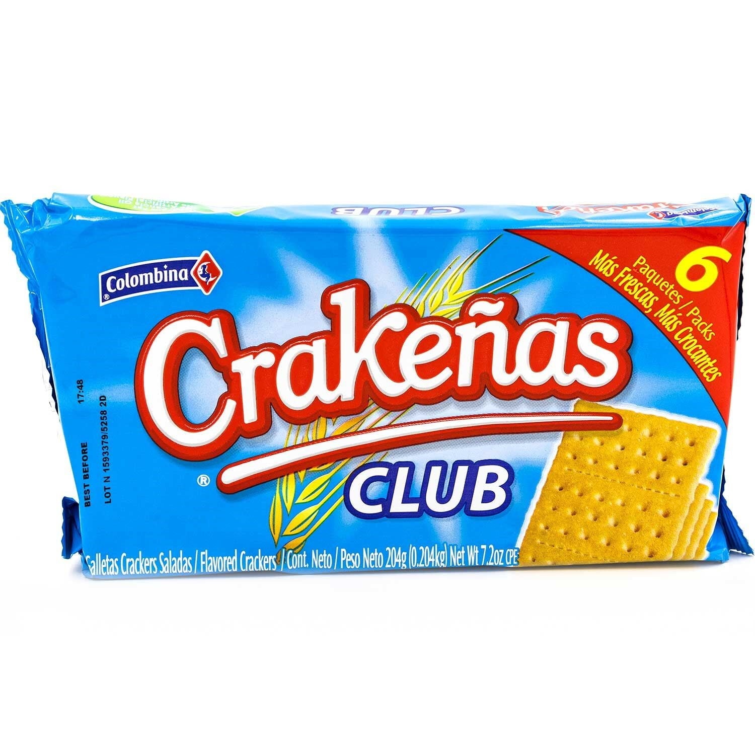 Crakeñas club is a delicious crackers that goes perfectly with any party ready topping, and come in a large pack for entertaining. 6 individually wrapped packets. Total 72 Packets