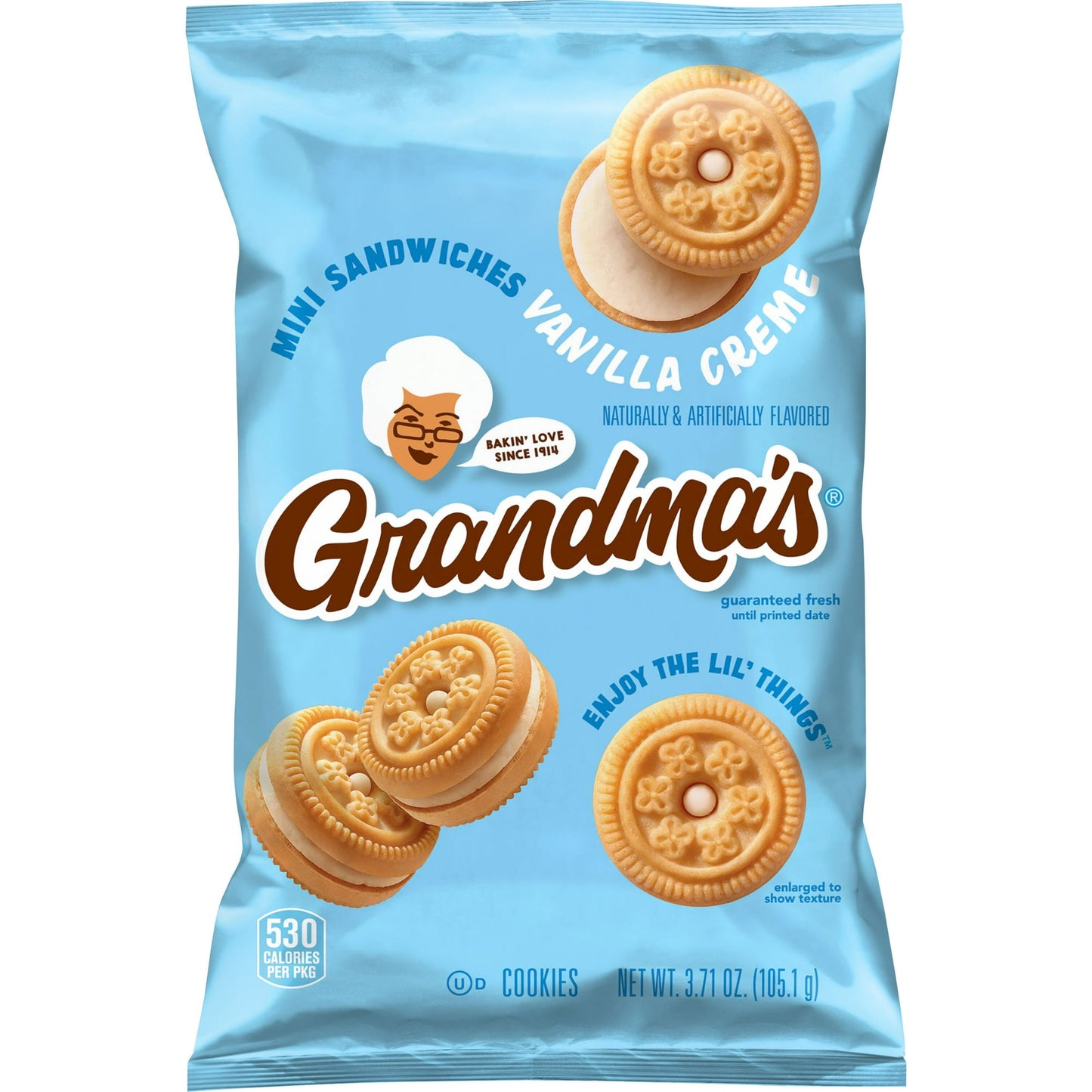 Grandma's Mini Vanilla sandwich crèmes cookies offer up delicious homemade memories. These snacks are perfect for packing in a lunch, enjoying in the car, after school, or even at work. With 24 individually wrapped packs, there's some for everyone to enjoy. Every Grandma's snack is baked with love to transport you to your happy place with every bite.