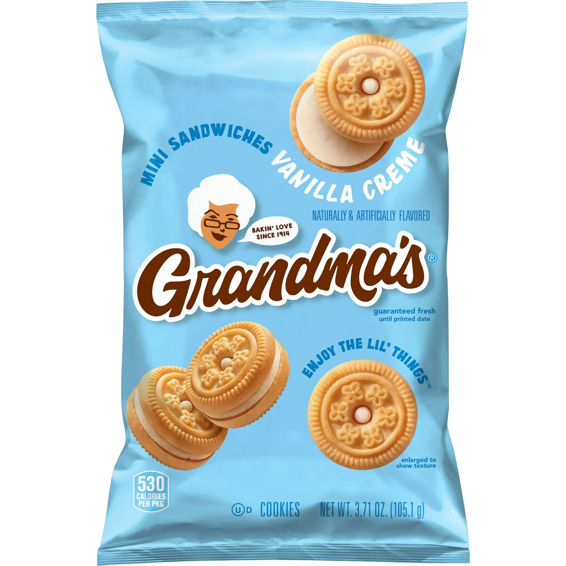 Grandma's Mini Vanilla sandwich crèmes cookies offer up delicious homemade memories. These snacks are perfect for packing in a lunch, enjoying in the car, after school, or even at work. With 24 individually wrapped packs, there's some for everyone to enjoy. Every Grandma's snack is baked with love to transport you to your happy place with every bite.