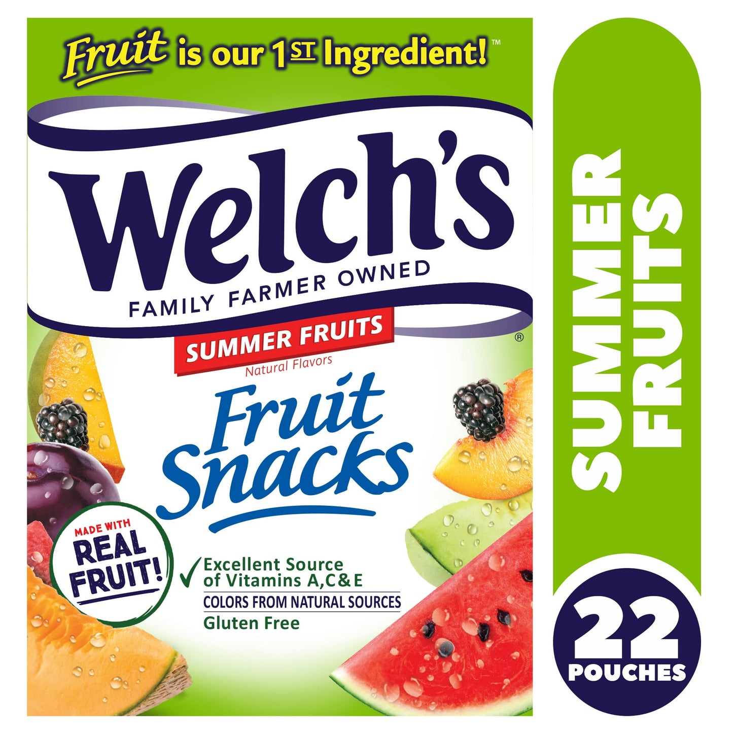 At Welch's Fruit Snacks we always use Real Fruit as the First Ingredient, that's why our fruit snacks are bursting with delicious taste. With over 10 mouthwatering Welch's Fruit Snacks flavor varieties to love, it's easy to find your family's favorite!