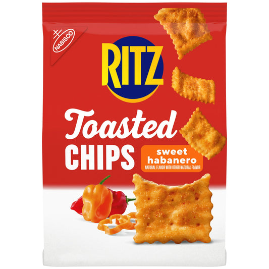 RITZ Toasted Chips Sweet Habanero Crackers are a crunchy twist on the classic RITZ crackers you know and love, with bold, sweet and spicy flavor. An alternative to traditional spicy chips, these oven baked chips are toasted, not fried, so they contain 40% less fat per 31g serving than the leading fried potato chips. Great with dips, they're perfect for your next gathering. Each bag is sealed for freshness.